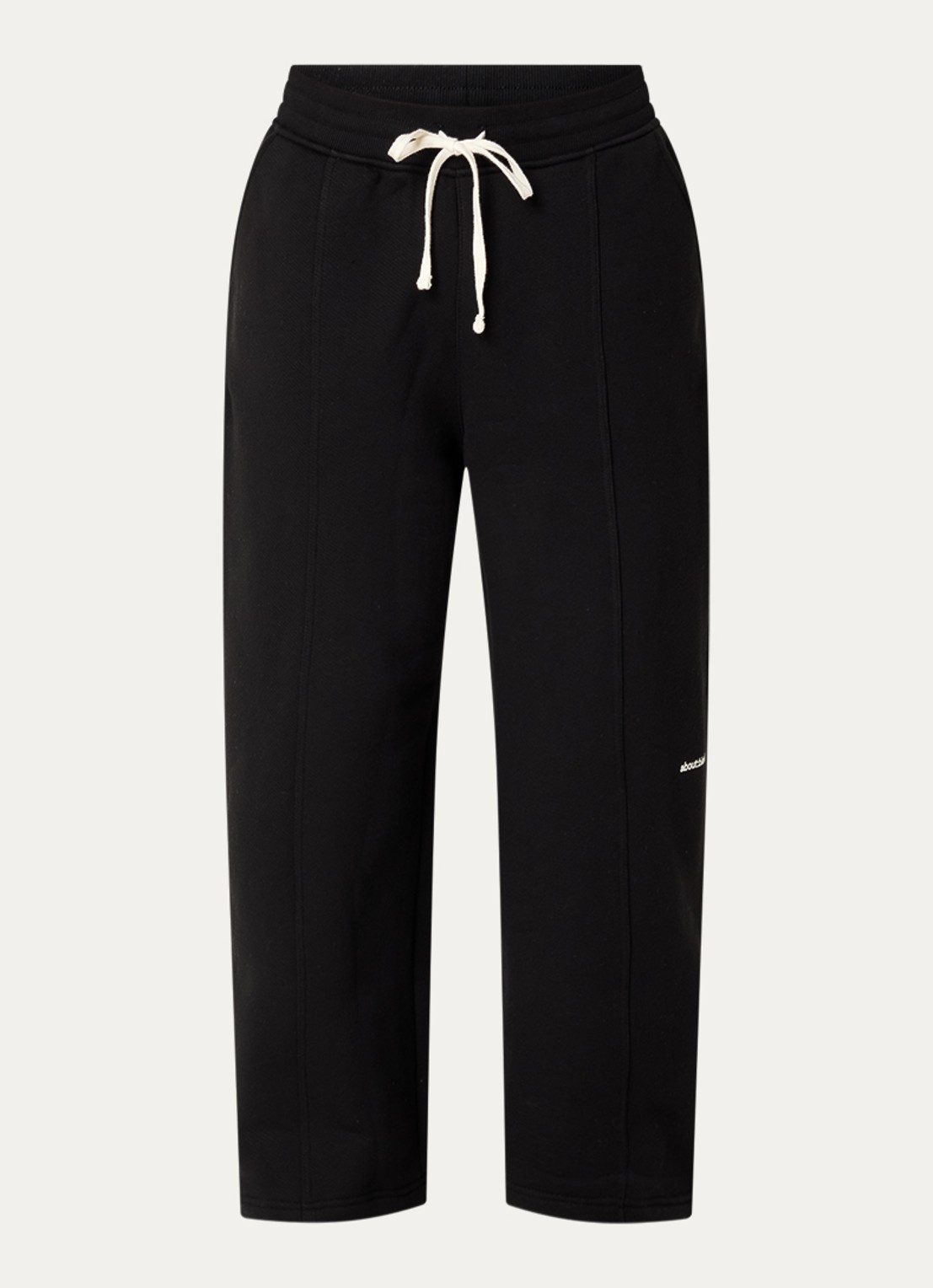 about:blank Wide fit broek met logo en steekzakken - voorkant 2 zwart
