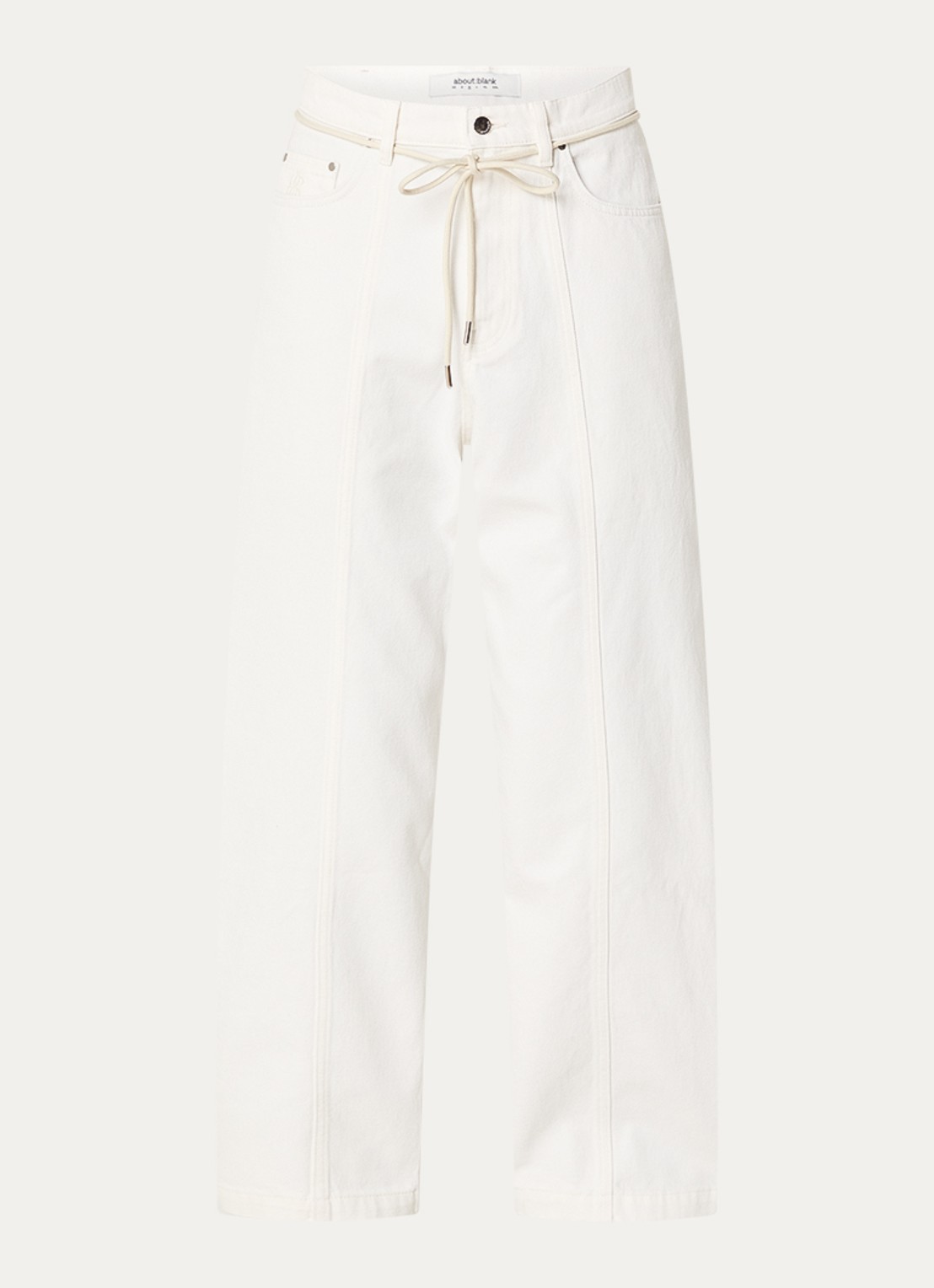 about:blank Wide fit jeans met gekleurde wassing en steekzakken - voorkant 4 gebroken wit