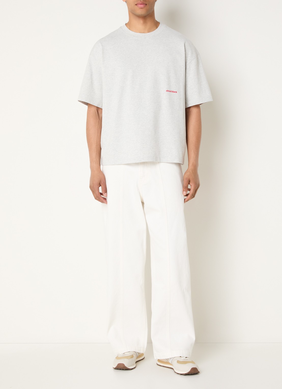 about:blank Wide fit jeans met gekleurde wassing en steekzakken - voorkant 5 gebroken wit