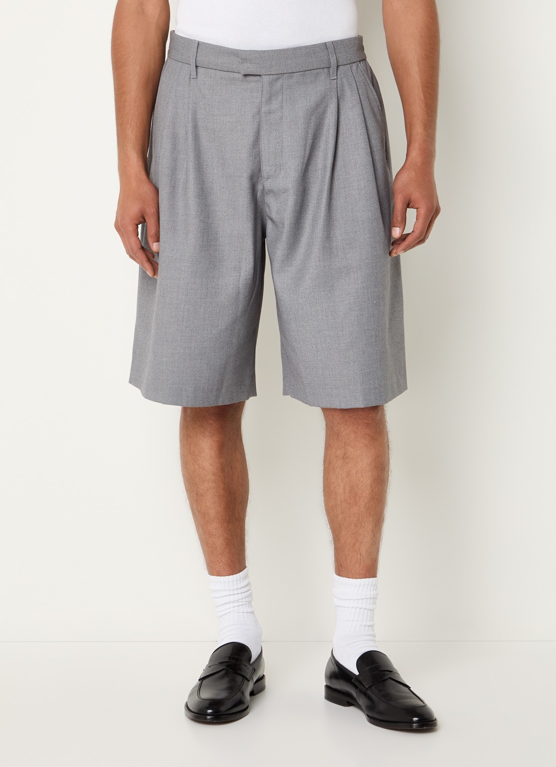 about:blank Wide fit korte broek met steekzakken  - detail 2 grijs