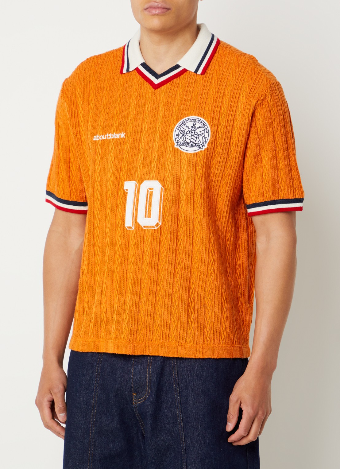 about:blank Worldcup polo met print en structuur - detail 3 oranje