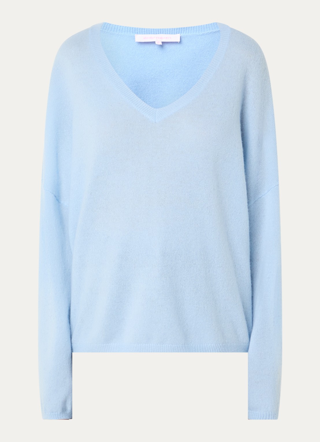 Absolut Cashmere. Alicia fijngebreide pullover van kasjmier met V-hals - voorkant 2 lichtblauw