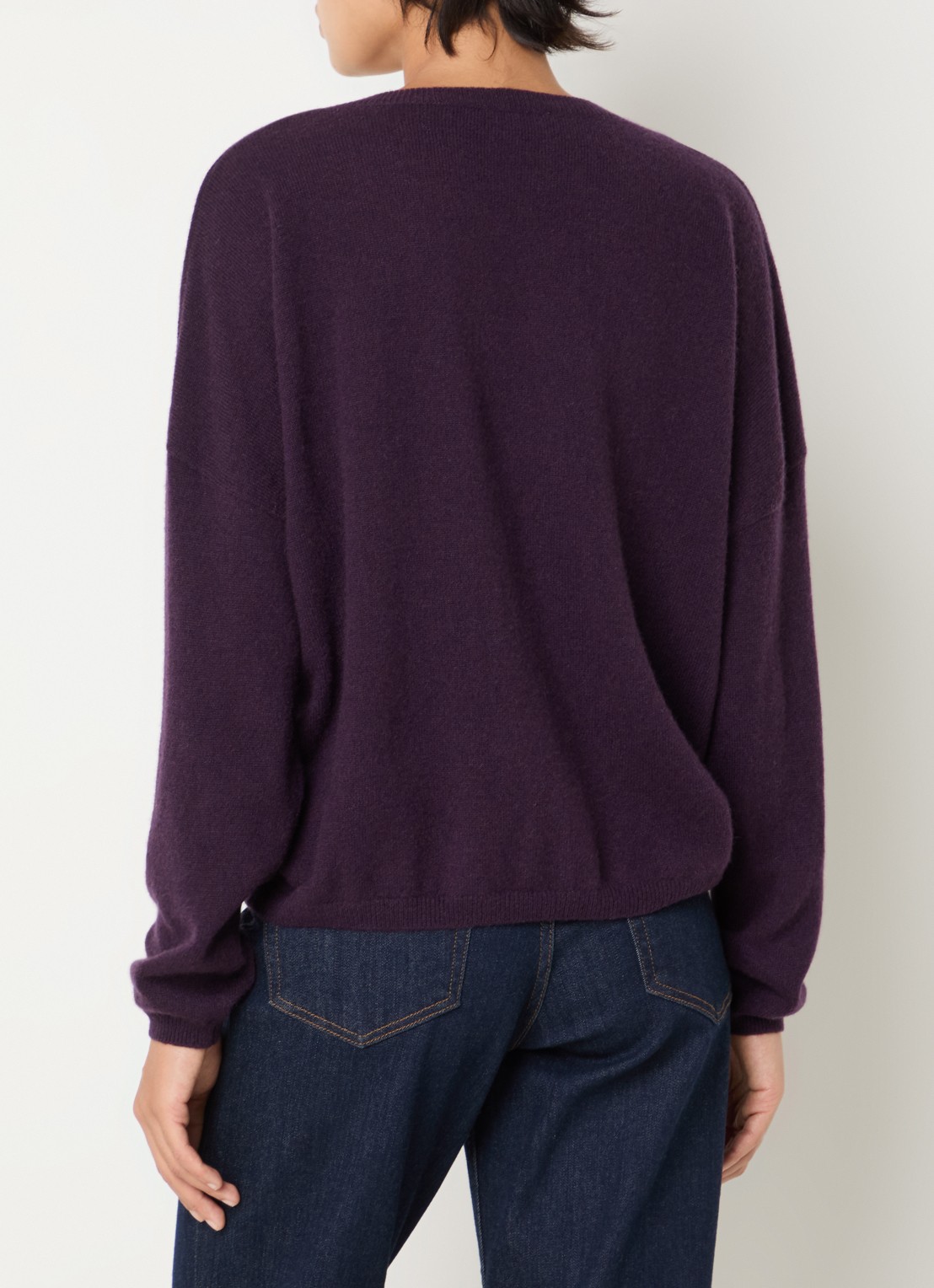 Absolut Cashmere. Alicia fijngebreide pullover van kasjmier met V-hals - achterkant 4 aubergine
