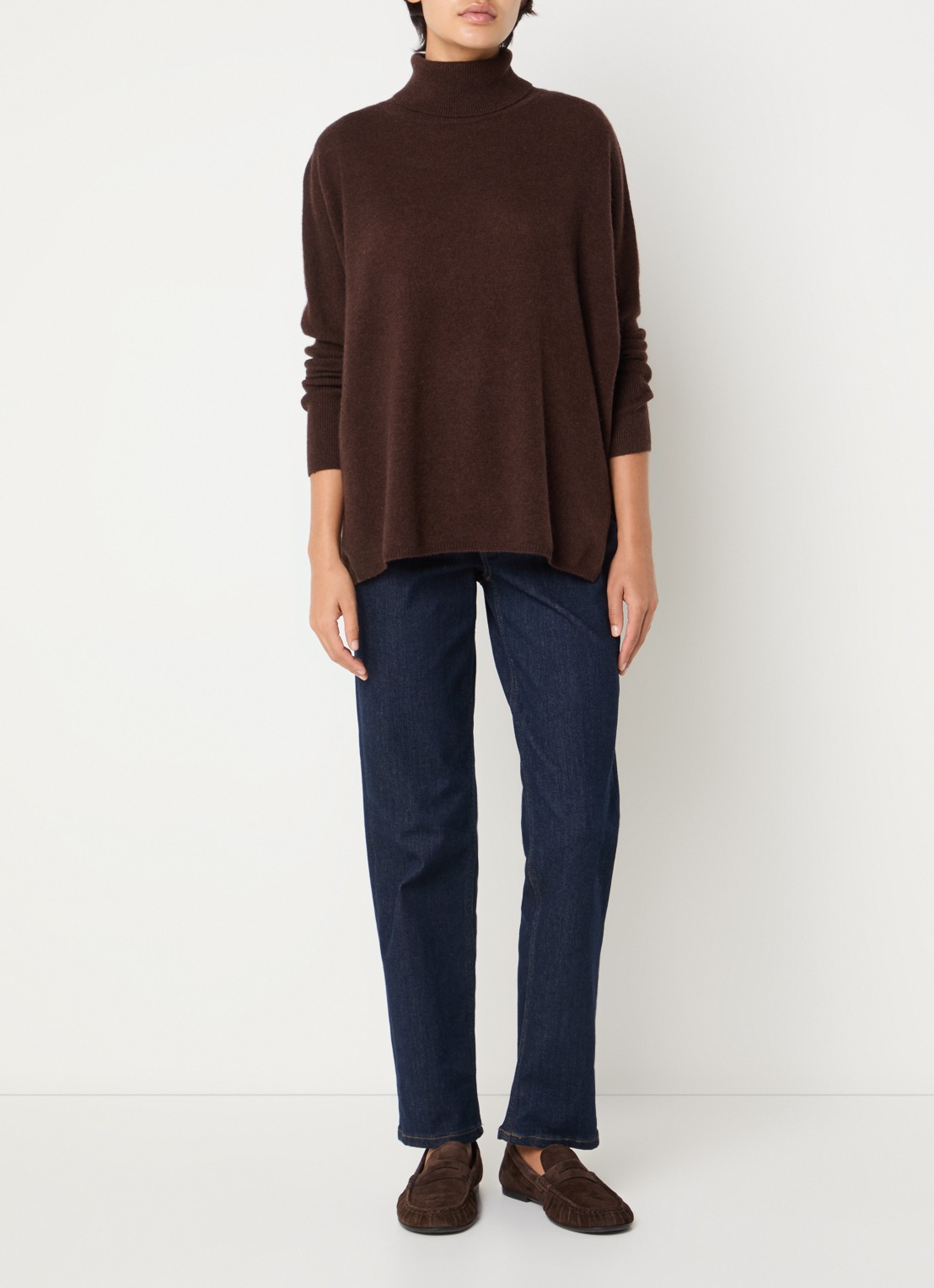 Absolut Cashmere. Clara fijngebreide trui van kasjmier met col - voorkant 4 roodbruin