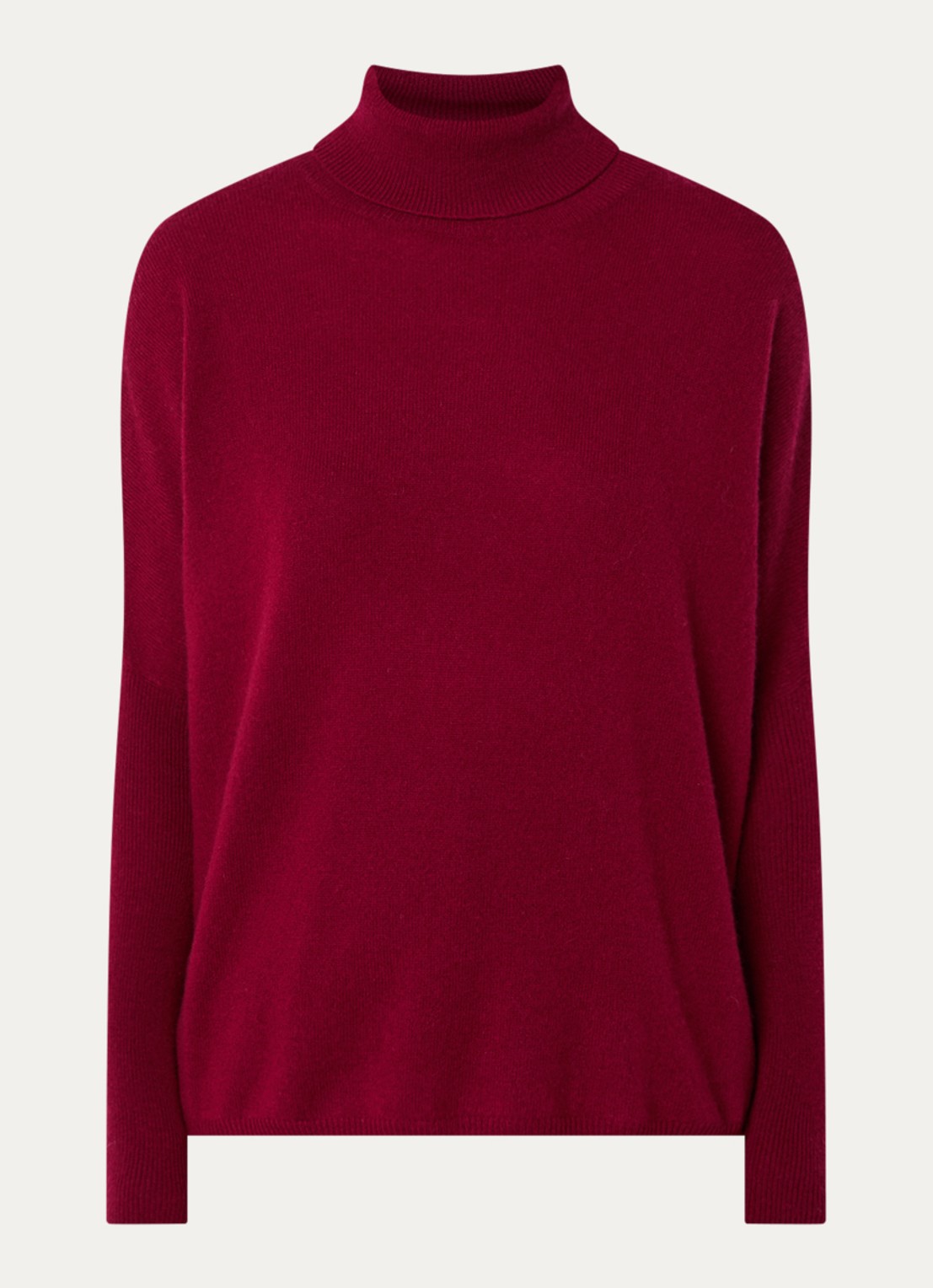 Absolut Cashmere. Fijngebreide trui van kasjmier met col - voorkant 3 donkerrood