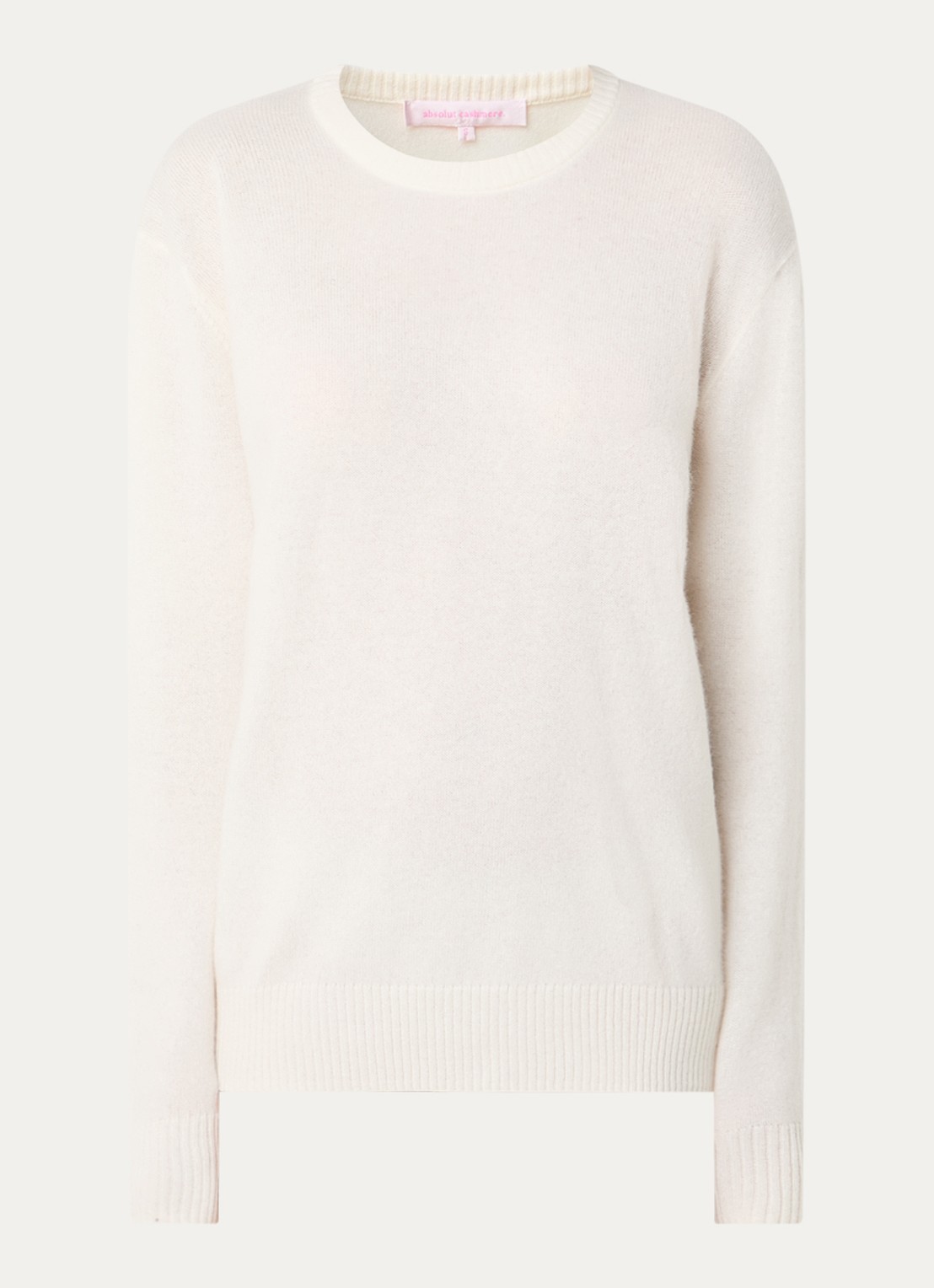 Absolut Cashmere. Ysee fijngebreide trui van kasjmier met ronde hals - voorkant gebroken wit