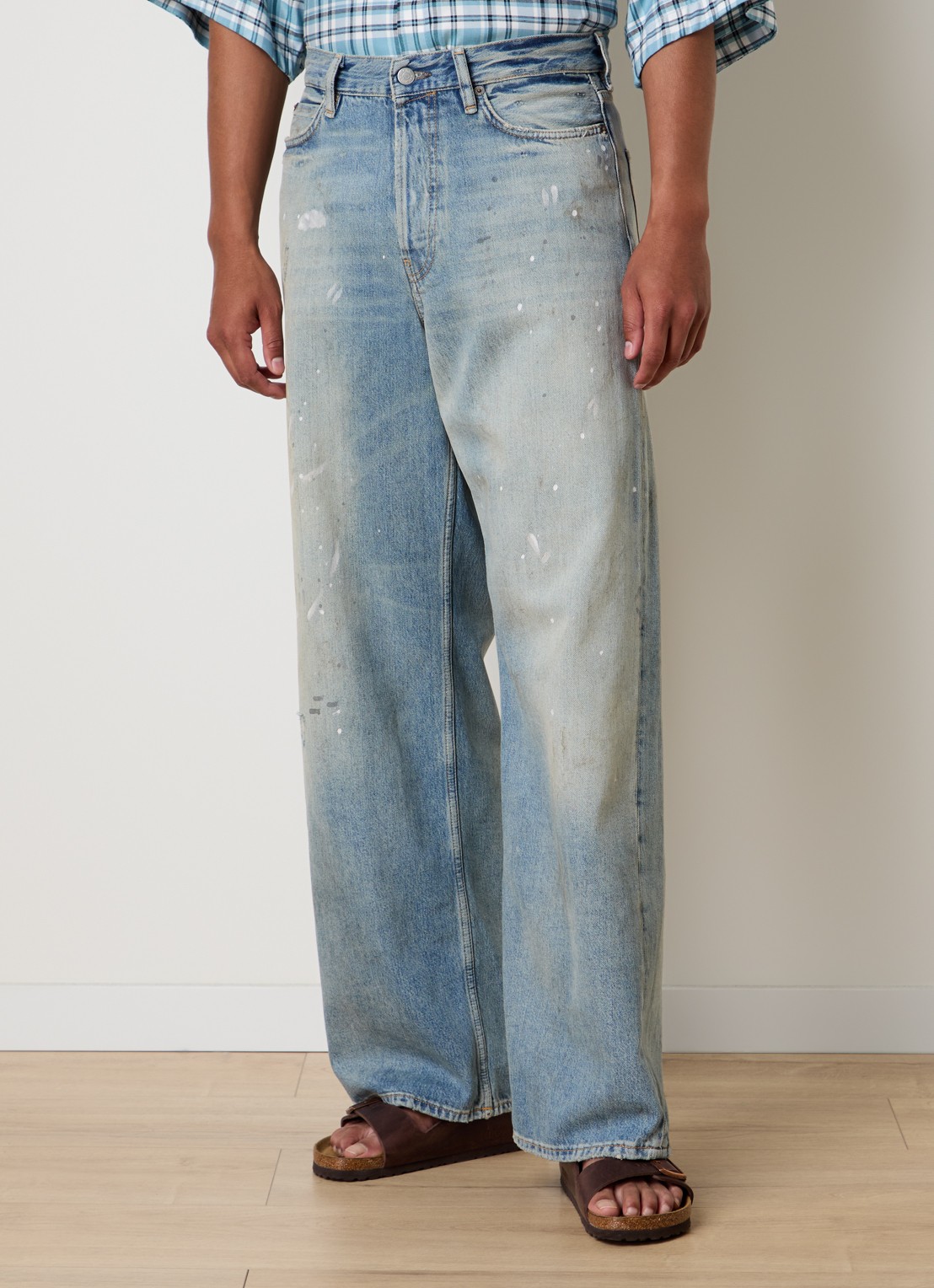 Acne Studios 1981 wide leg jeans met medium wassing - detail 3 indigo