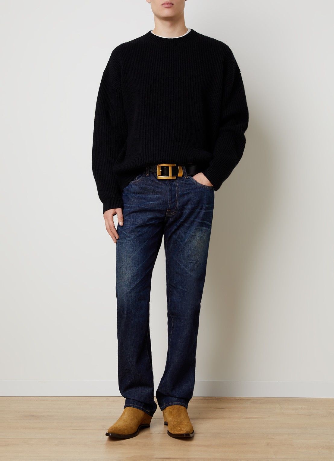 Acne Studios 1996M straight leg jeans met donkere wassing - voorkant 5 indigo