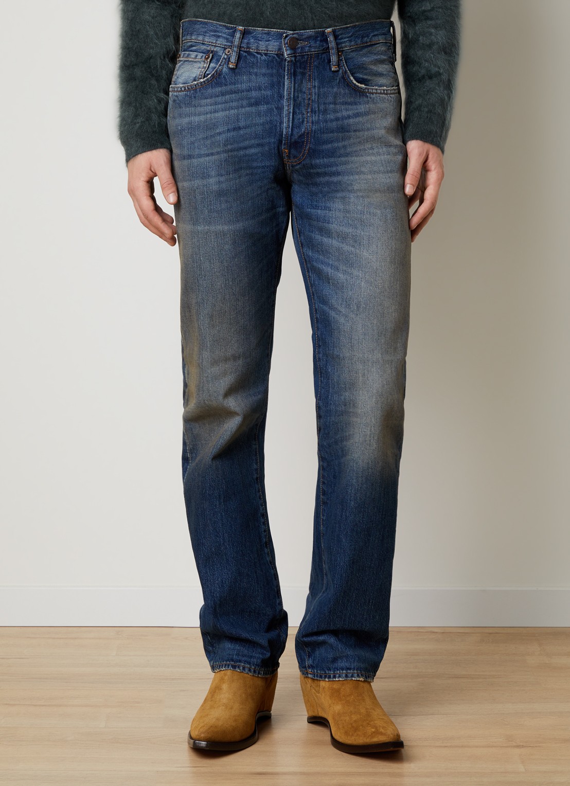 Acne Studios 1996M straight leg jeans met medium wassing - detail 3 indigo