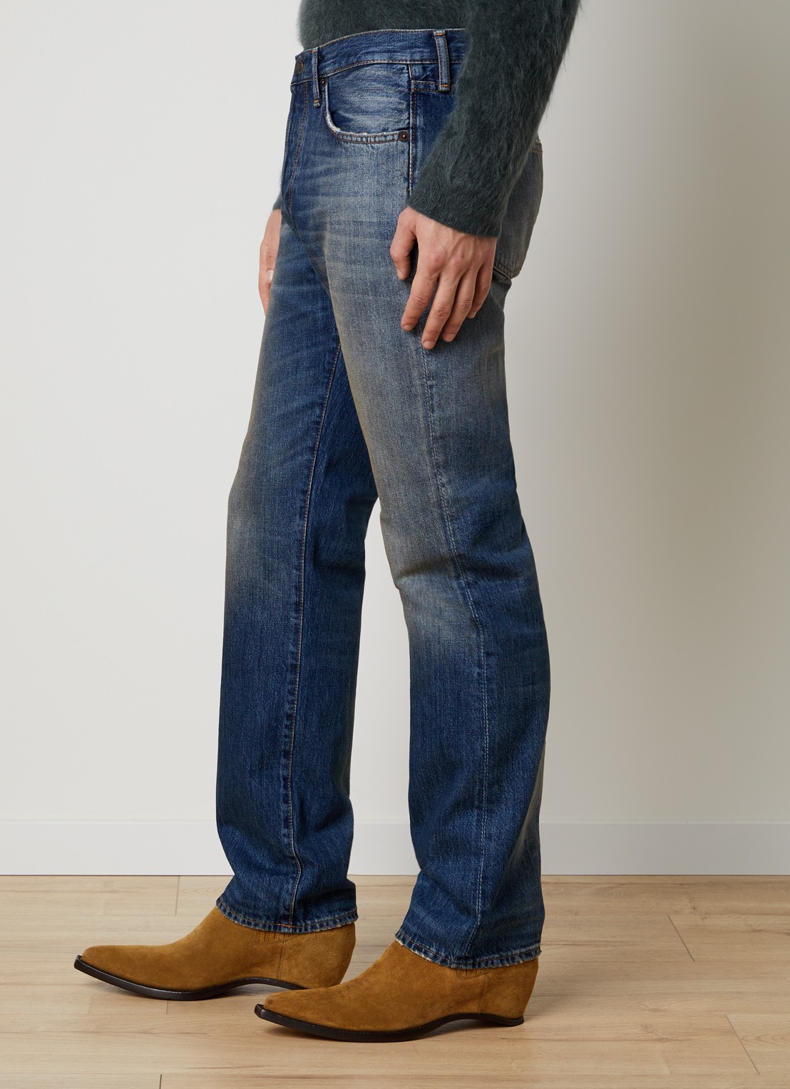 Acne Studios 1996M straight leg jeans met medium wassing - detail 4 indigo