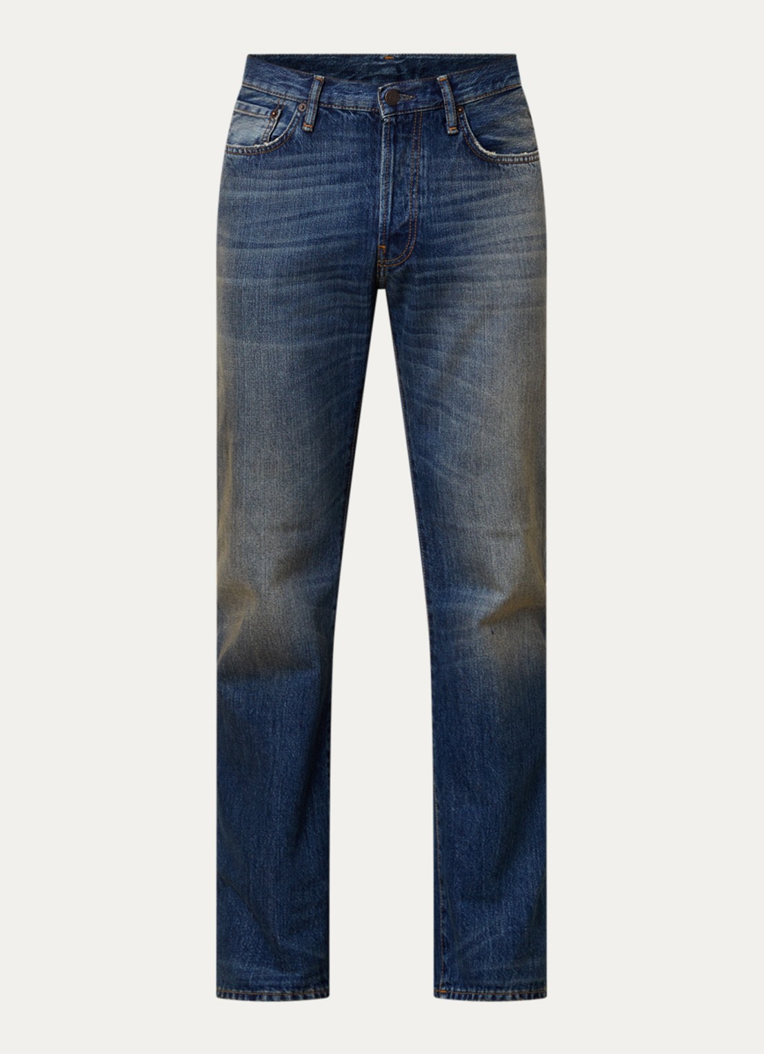 Acne Studios 1996M straight leg jeans met medium wassing - voorkant indigo