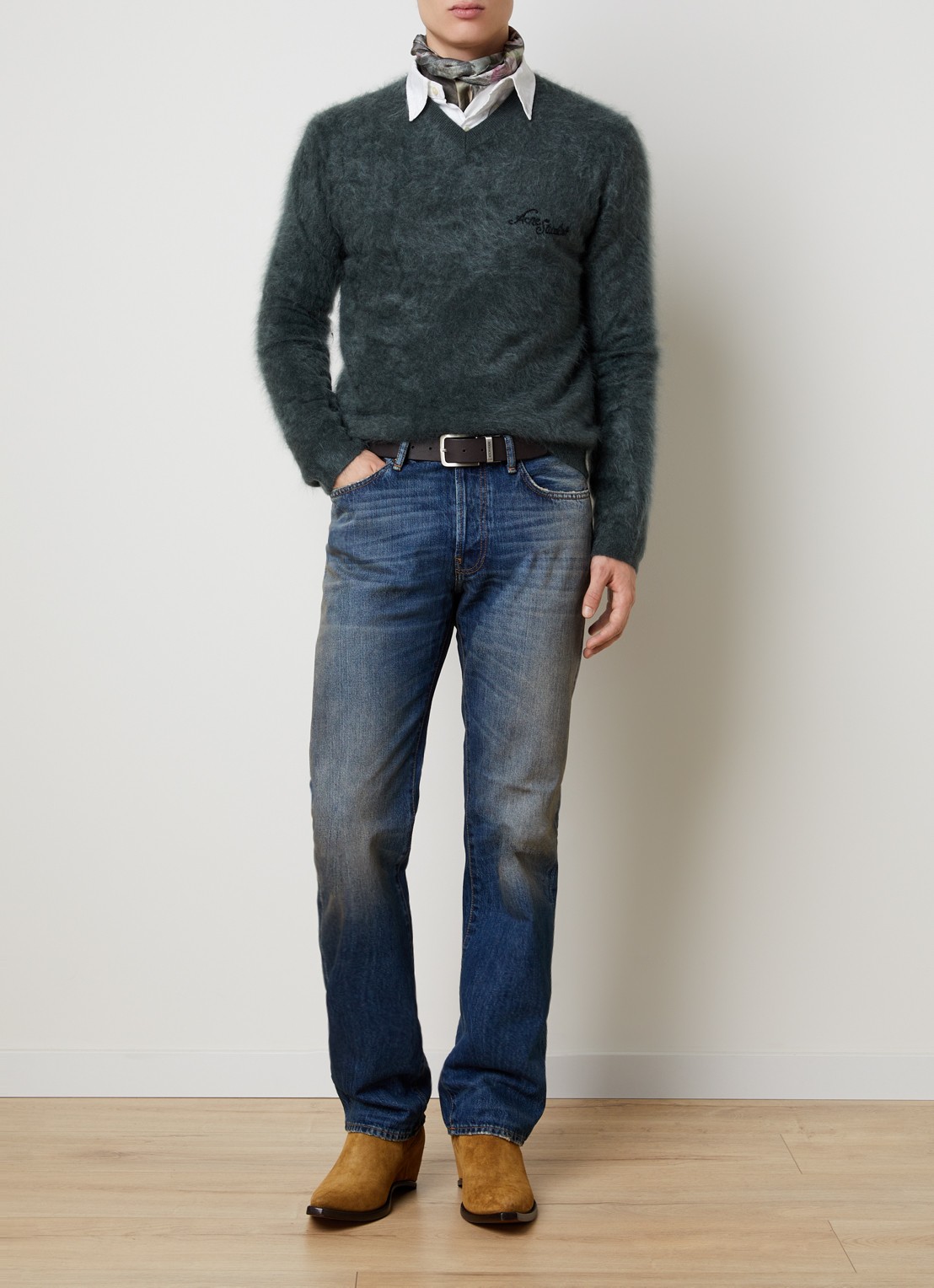 Acne Studios 1996M straight leg jeans met medium wassing - voorkant 2 indigo