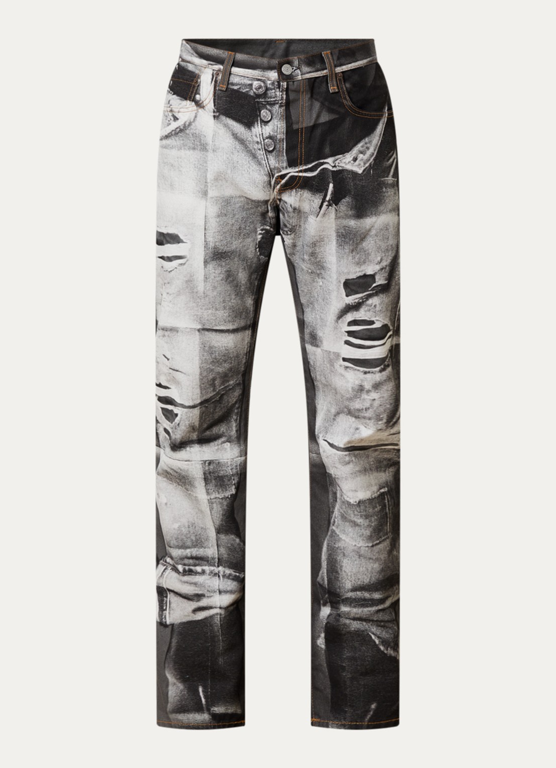 Acne Studios 1996M straight leg jeans met print en steekzakken - voorkant 5 zwart