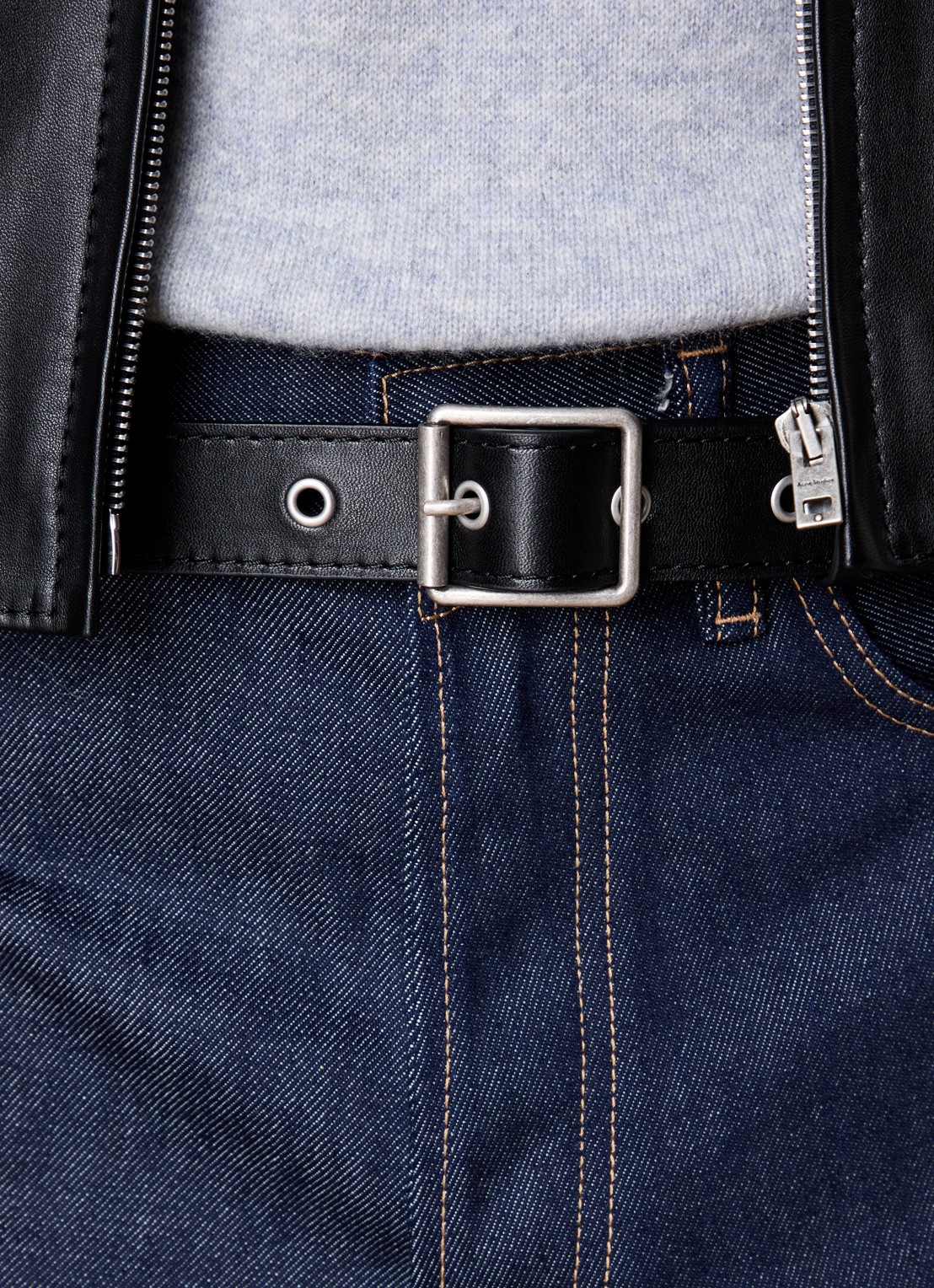Acne Studios Bikerjack van lamsleer met steekzakken - detail 3 zwart