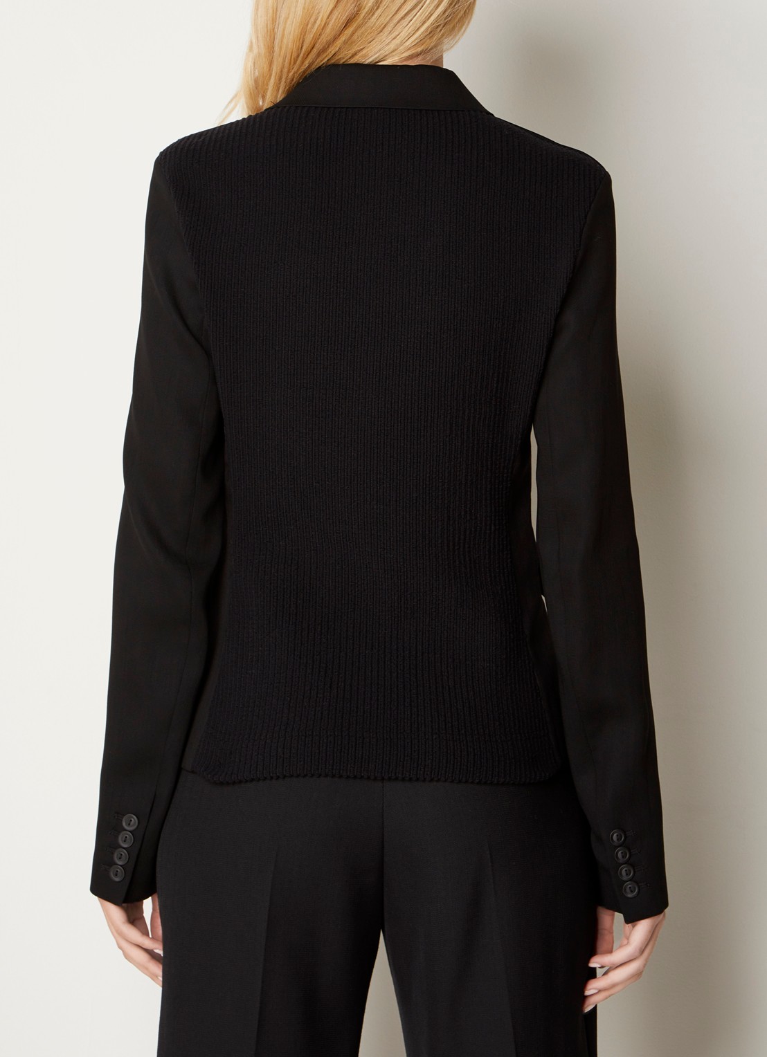 Acne Studios Blazer in wolblend met ribgebreid achterpand - achterkant 5 zwart