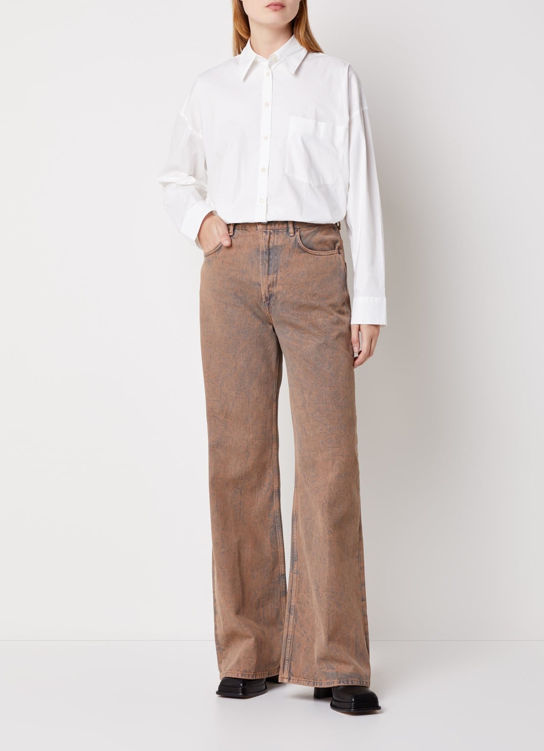 Acne Studios Blouse met borstzak en stretch - voorkant 5 wit