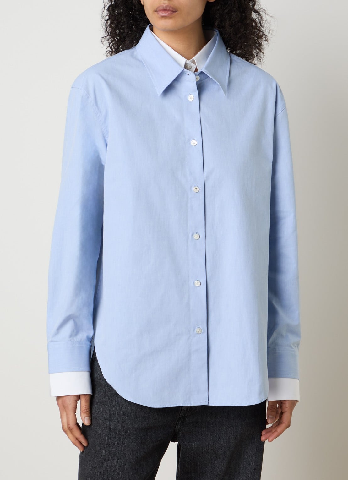 Acne Studios Blouse met kraag - detail 4 lichtblauw