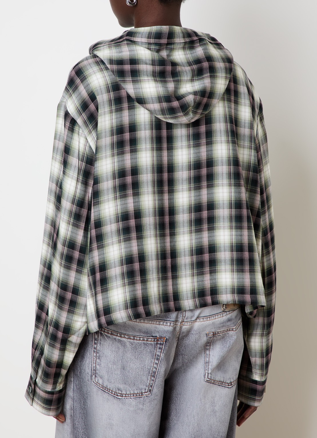 Acne Studios Blouse met ruitdessin en capuchon - achterkant 6 zwart