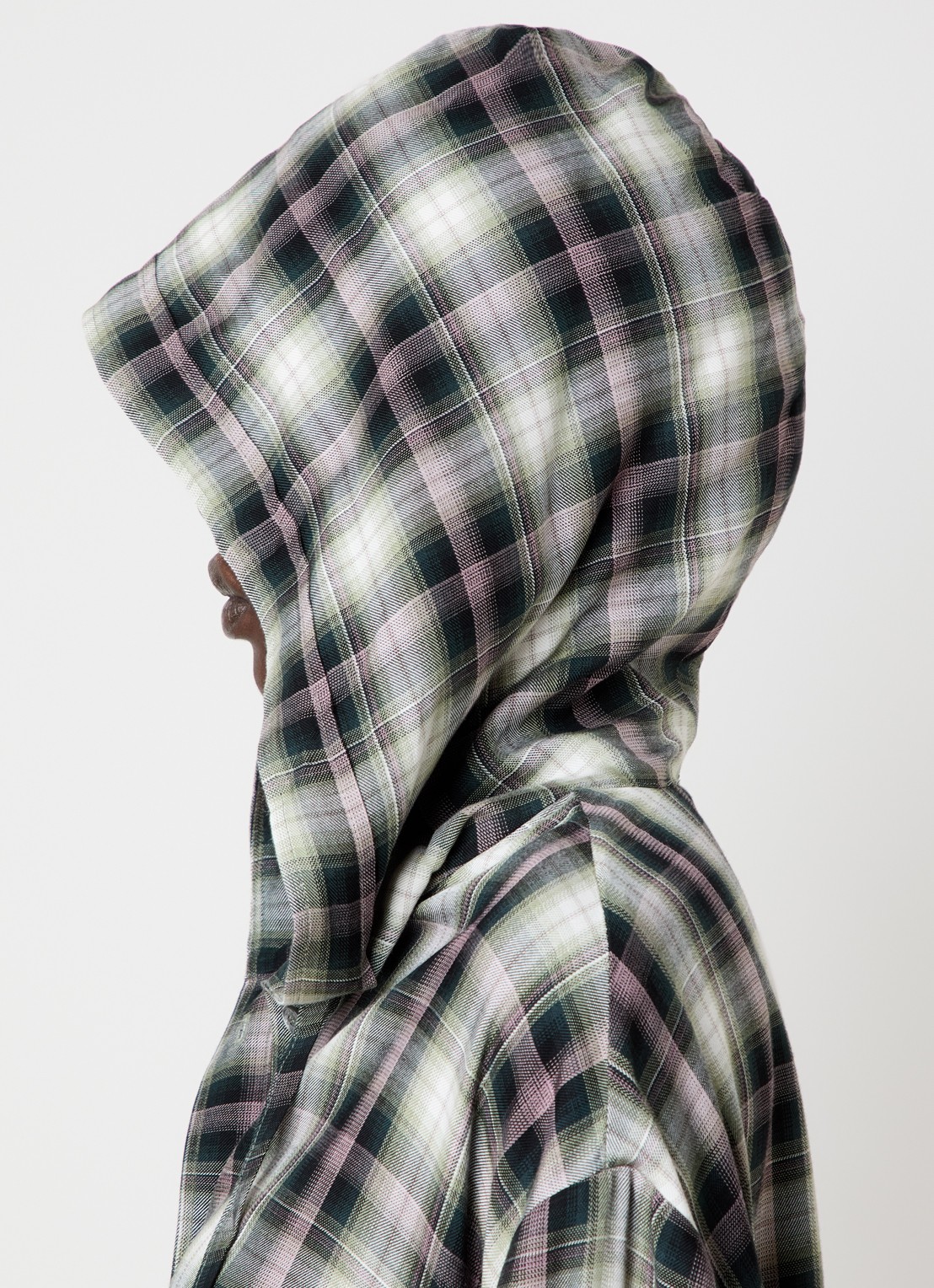 Acne Studios Blouse met ruitdessin en capuchon - detail 2 zwart