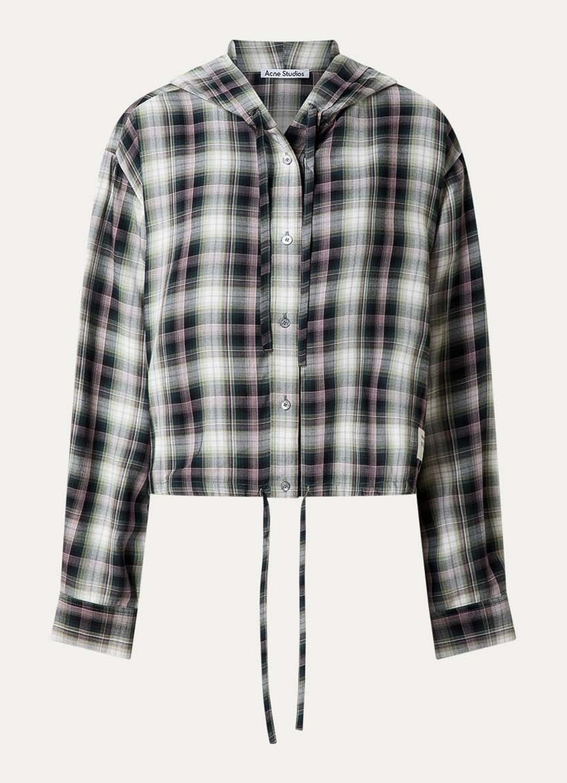 Acne Studios Blouse met ruitdessin en capuchon - voorkant 4 zwart