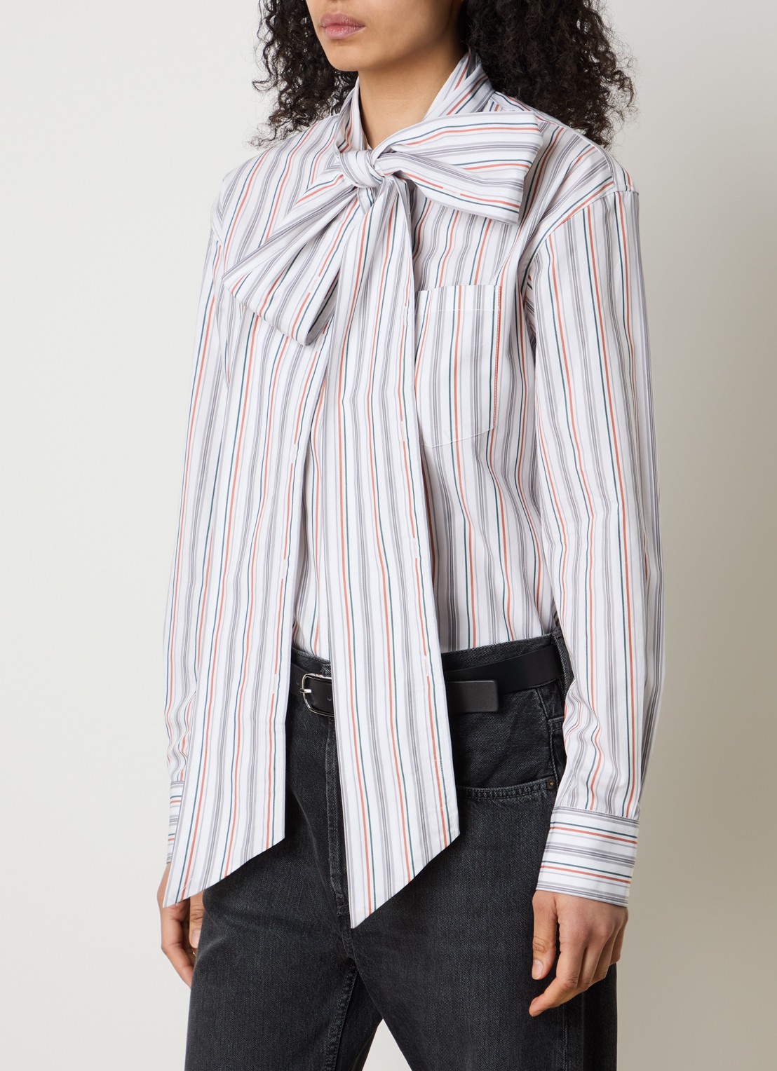 Acne Studios Blouse met streepprint en sjaalkraag - detail 3 grijs