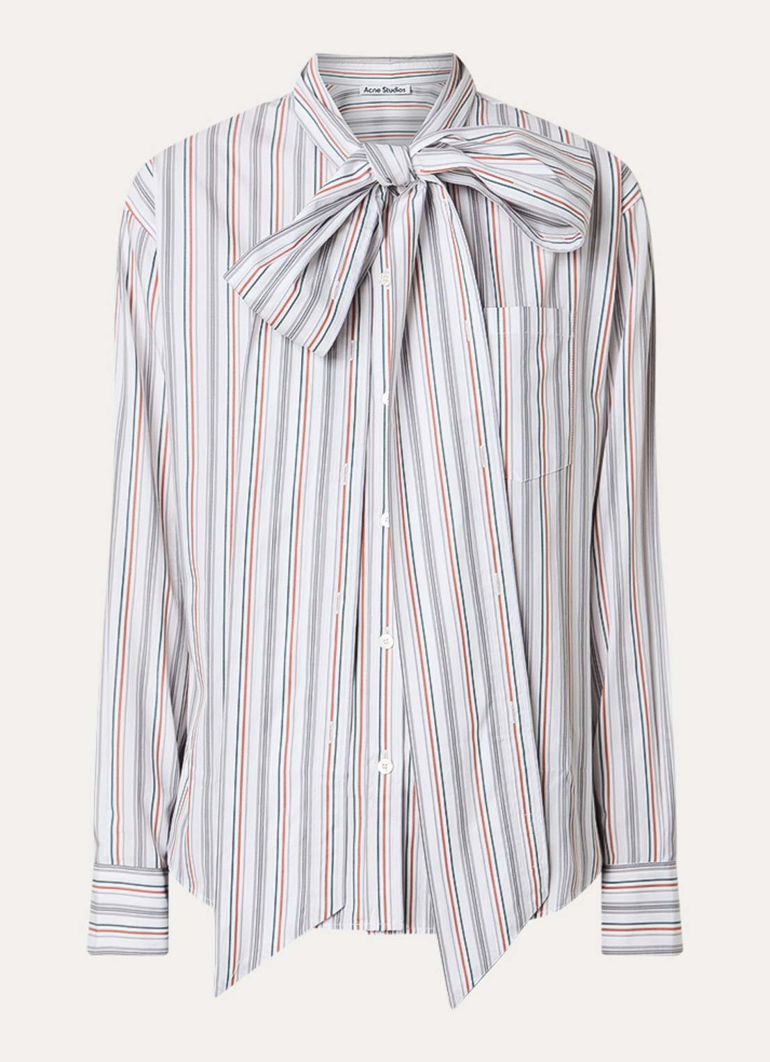 Acne Studios Blouse met streepprint en sjaalkraag - voorkant grijs