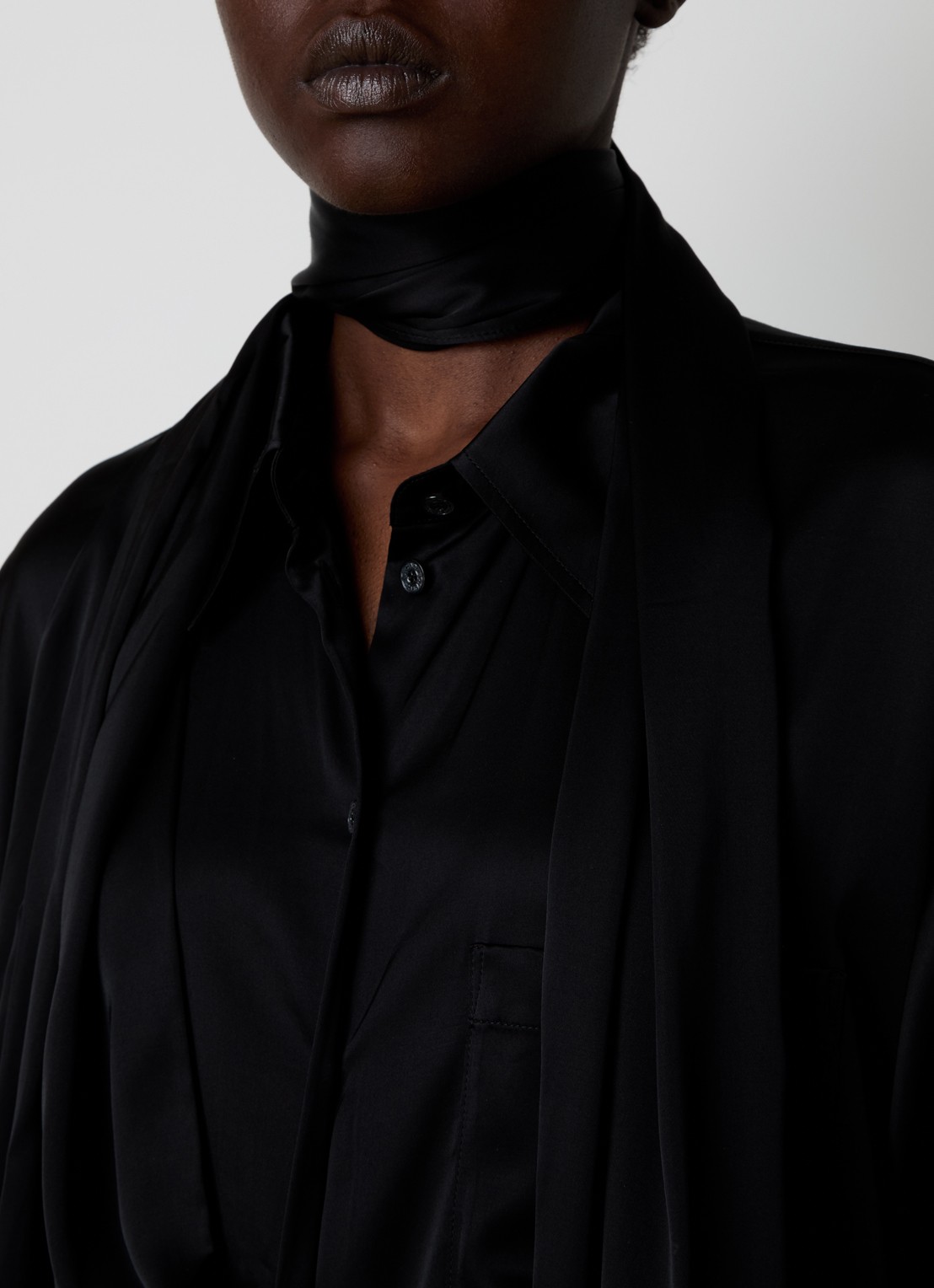 Acne Studios Blouse van satijn - detail 3 zwart