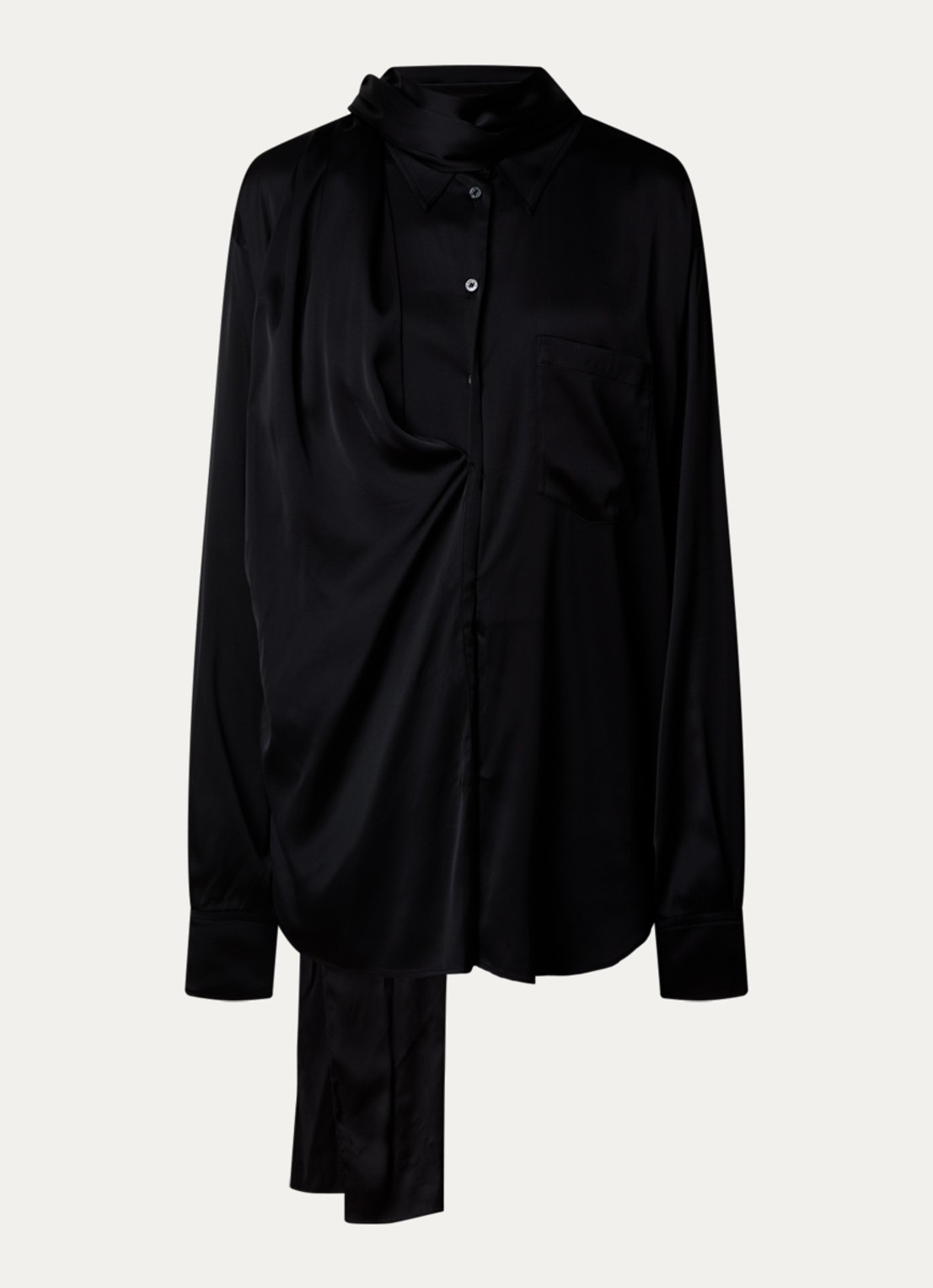 Acne Studios Blouse van satijn - voorkant 4 zwart