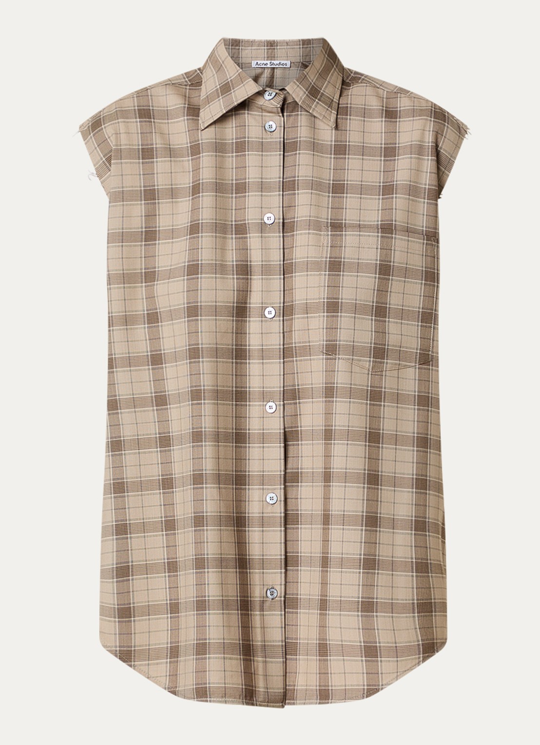 Acne Studios Blouse van wol met ruitdessin - voorkant 4 zand