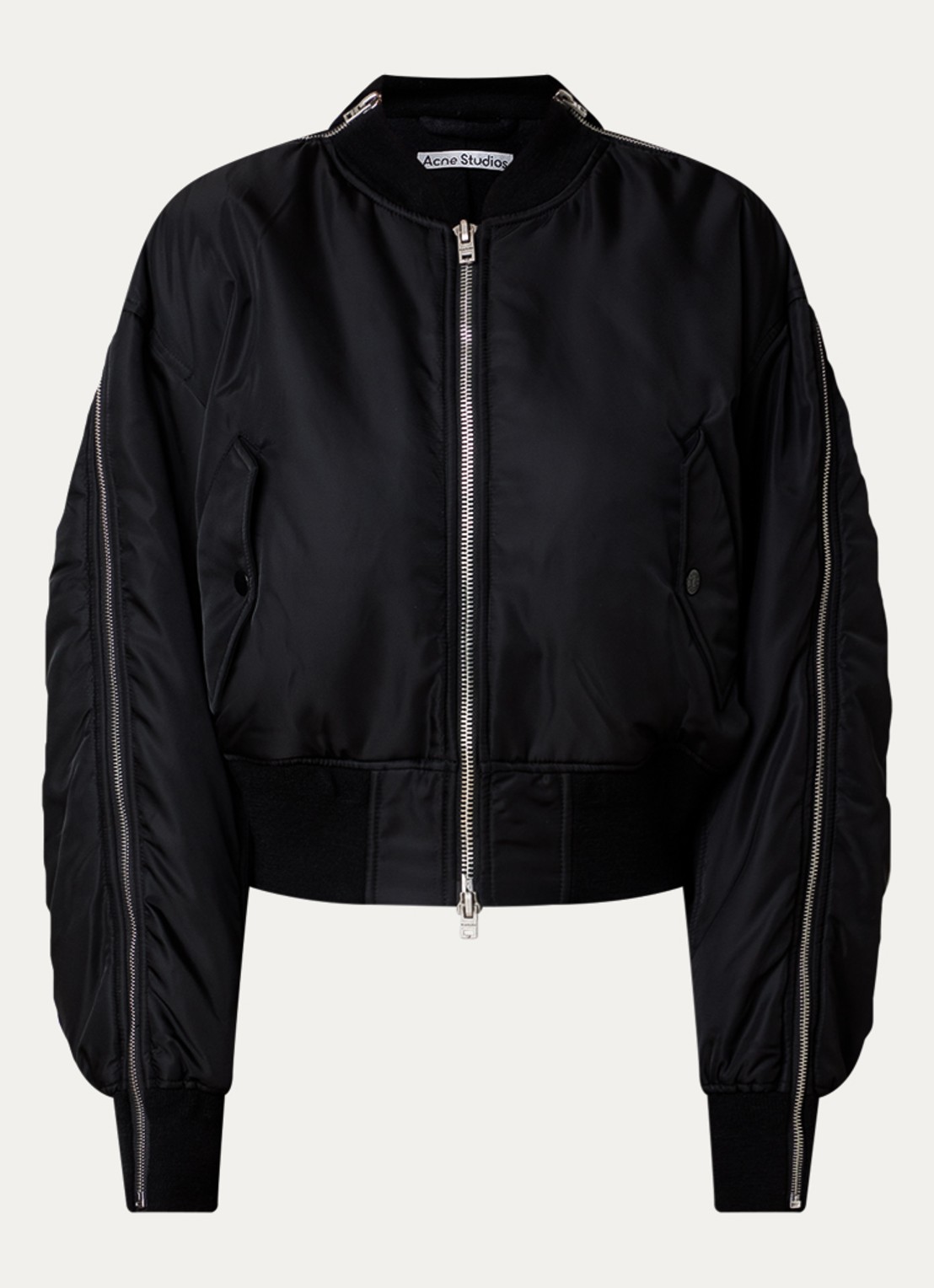 Acne Studios Bomberjack met klepzakken - voorkant zwart
