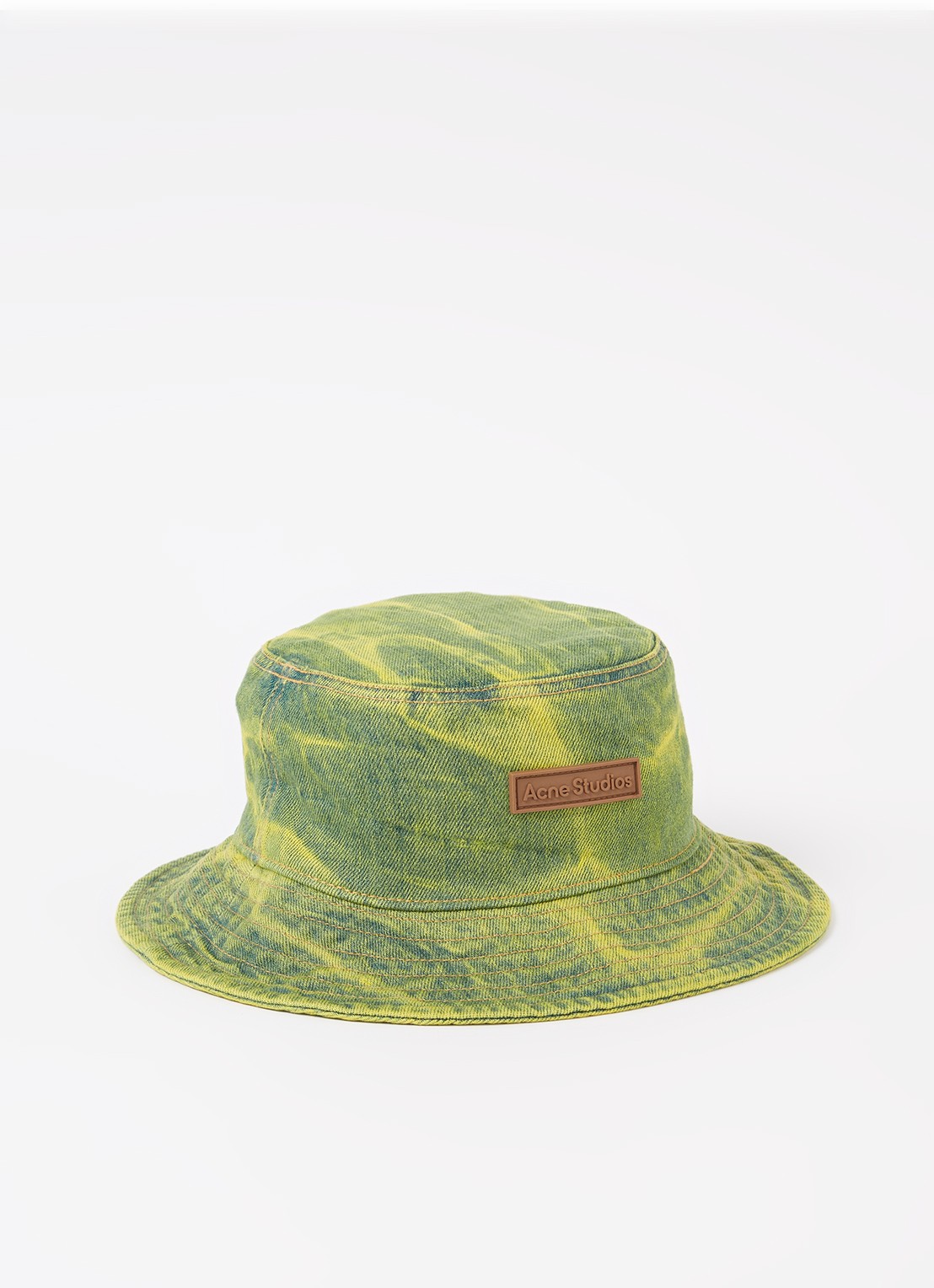 Acne Studios Bucket hoed van denim met logo - voorkant 2 geel