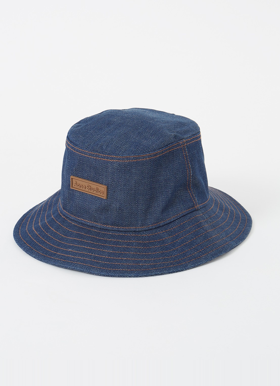 Acne Studios Bucket hoed van denim met logo - voorkant 2 indigo