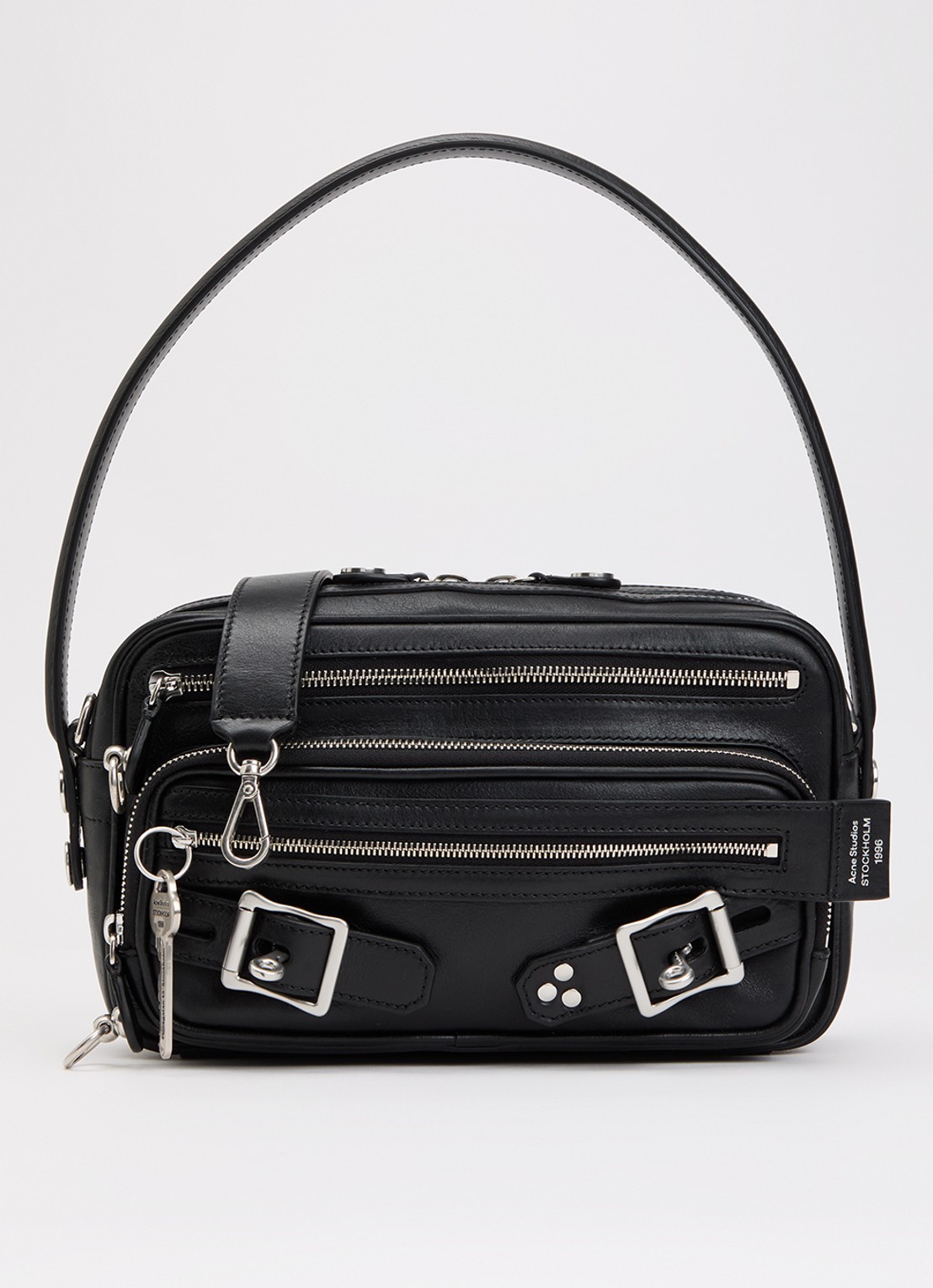 Acne Studios Camero Party Belts handtas van kalfsleer met afneembare schouderriem  - voorkant 6 zwart