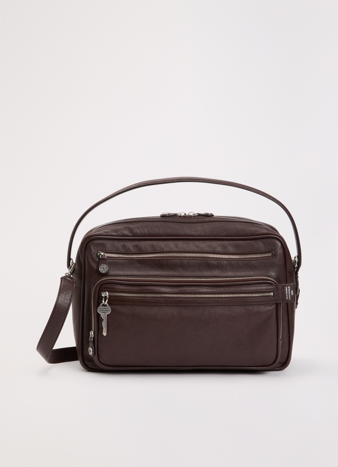 Acne Studios Camero schoudertas van kalfsleer - voorkant 5 chocoladebruin
