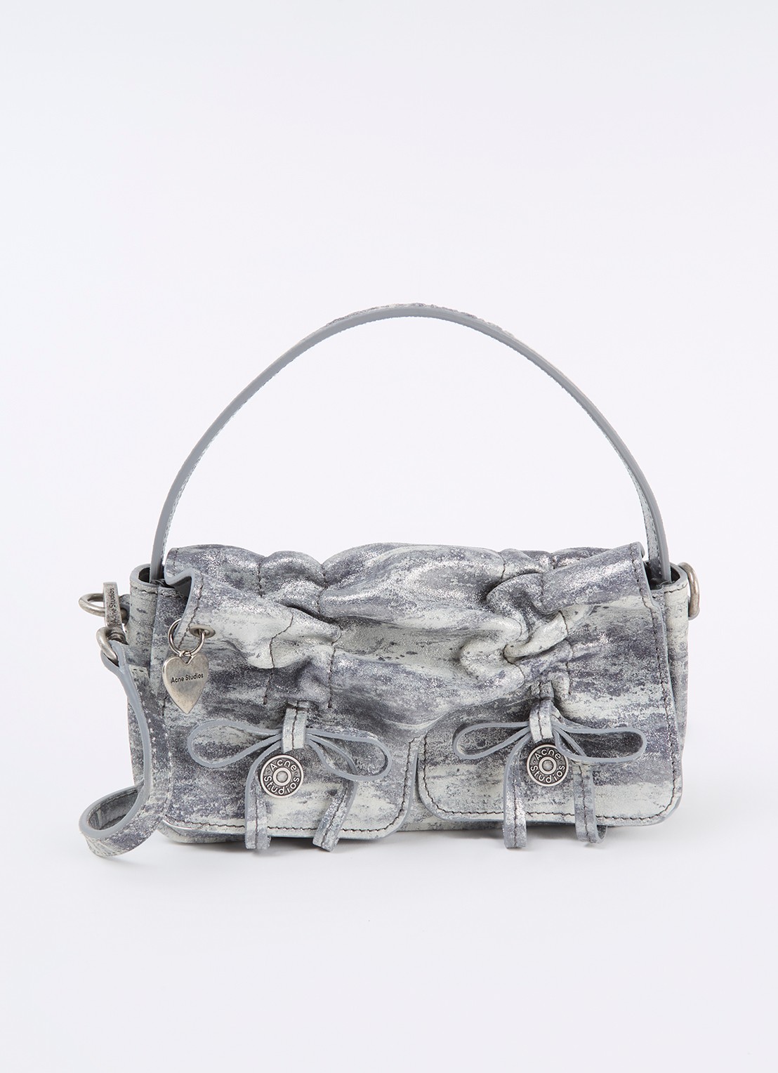 Acne Studios Crossbodytas van kalfsleer met afneembare schouderriem - voorkant 4 grijs