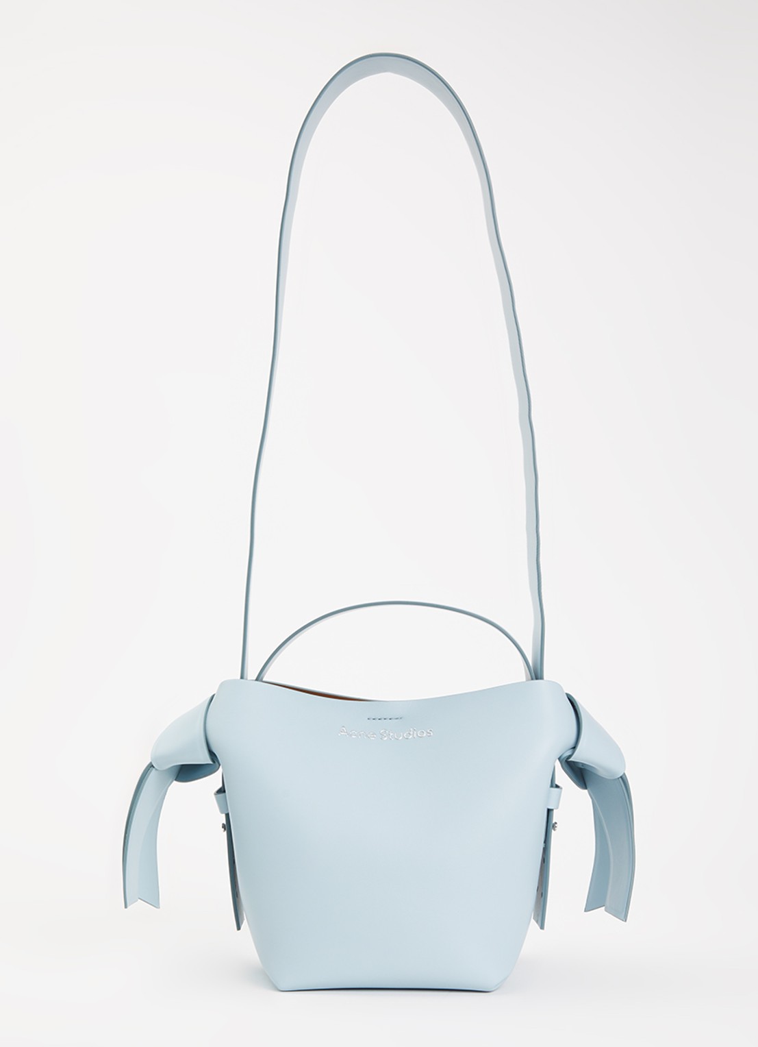Acne Studios Crossbodytas van kalfsleer met afneembare schouderriem - voorkant 6 lichtblauw