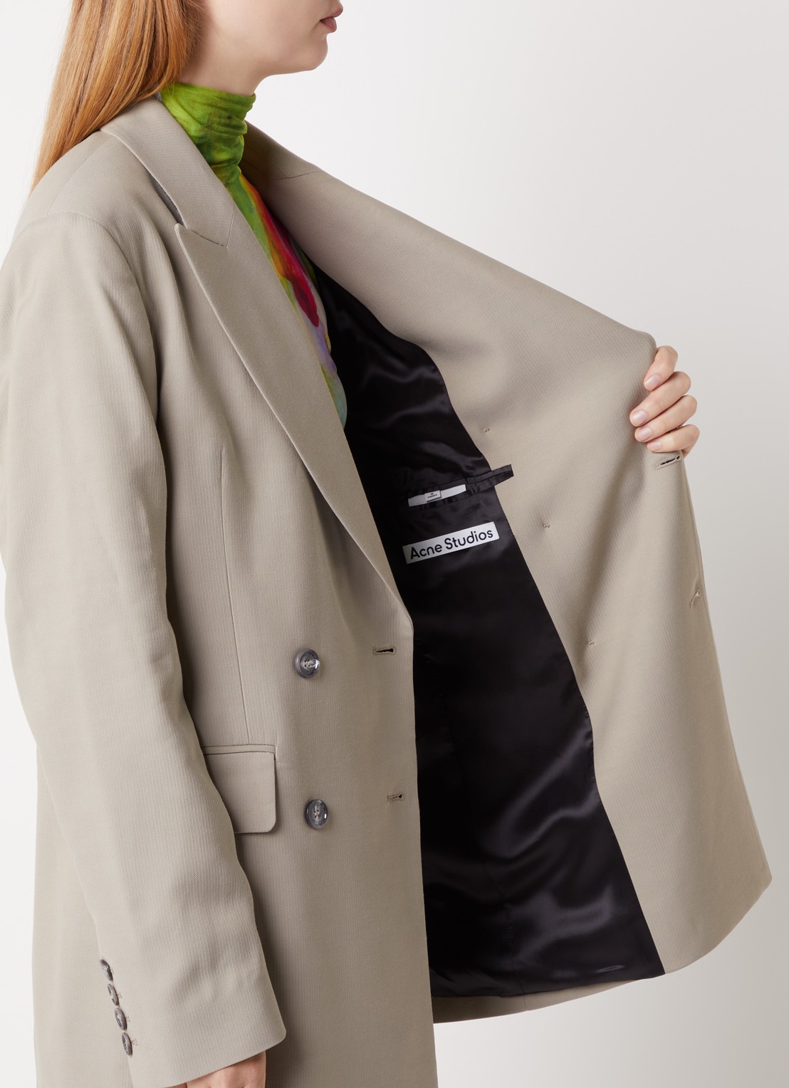 Acne Studios Double-breasted blazer in wolblend met klepzakken - detail 3 middengrijs
