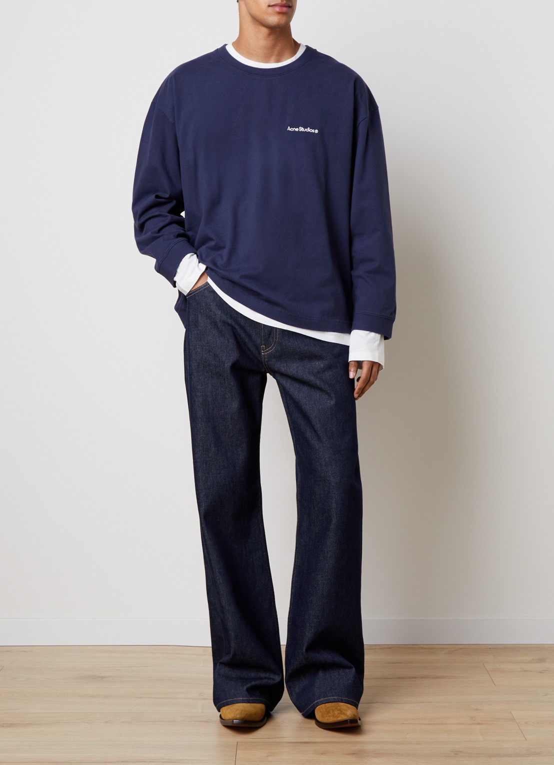 Acne Studios Ericka Registered longsleeve met logo - voorkant 3 indigo