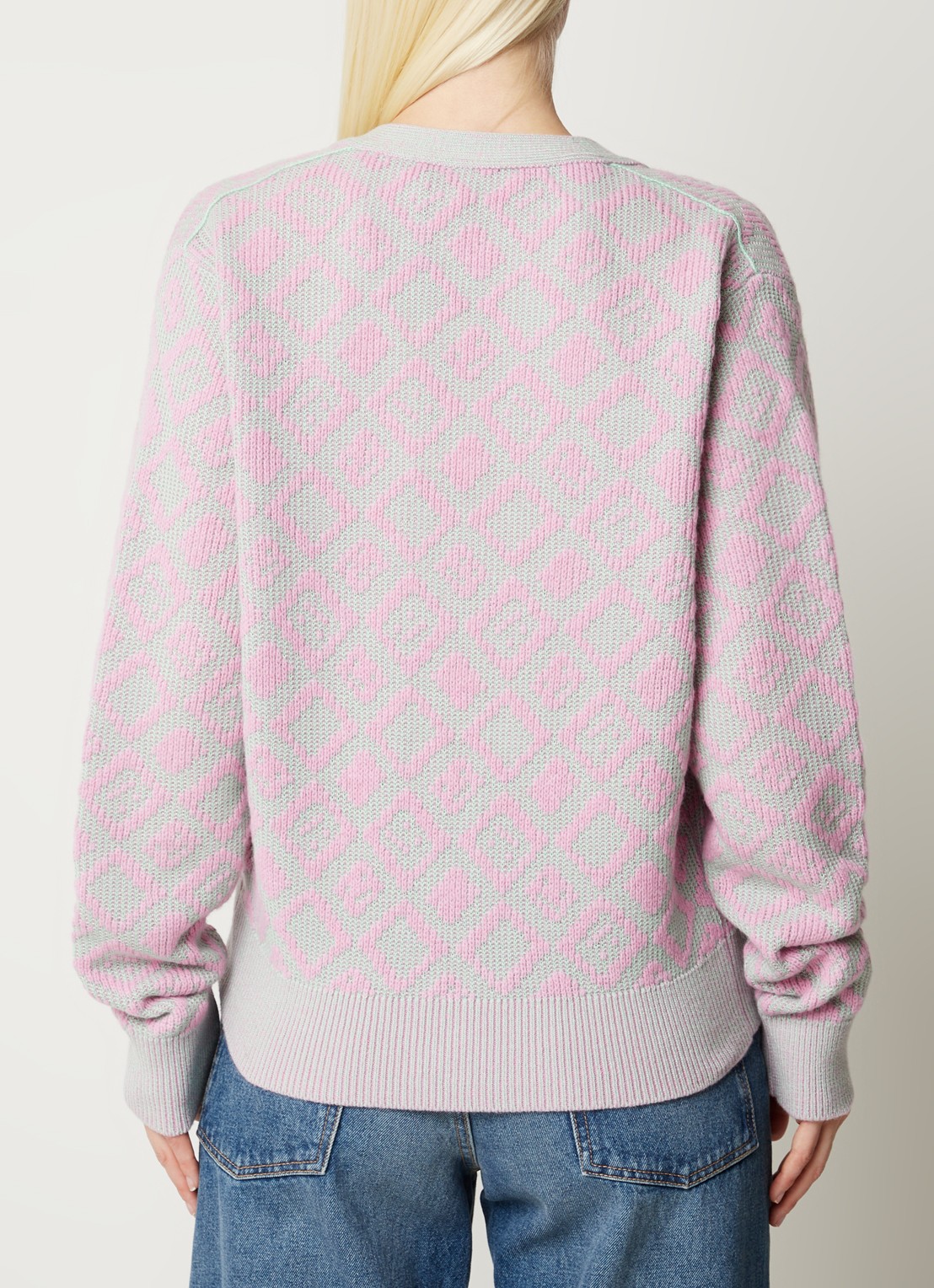 Acne Studios Fijngebreid vest in wolblend met ingebreid patroon - achterkant 5 roze