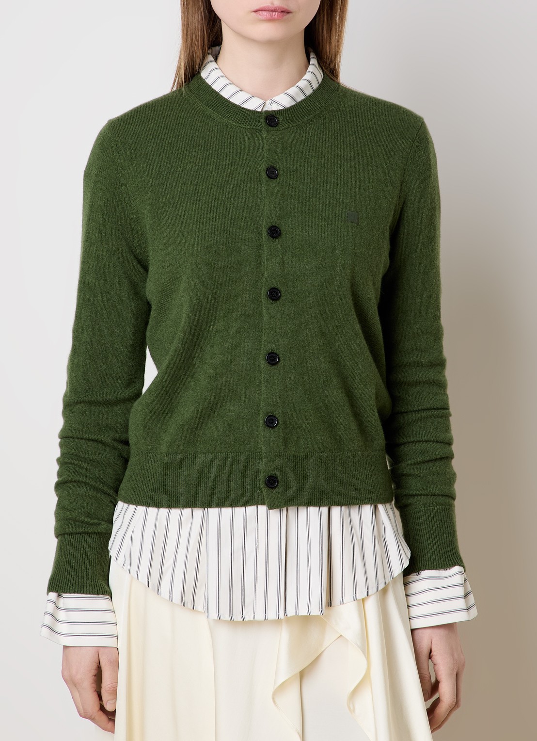 Acne Studios Fijngebreid vest in wolblend - detail groen