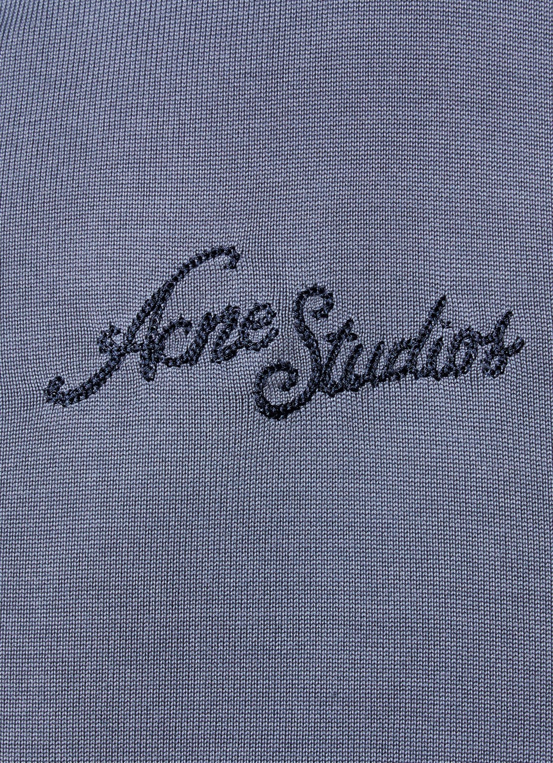Acne Studios Fijngebreid vest van zijde met logoborduring - detail 4 blauwgrijs