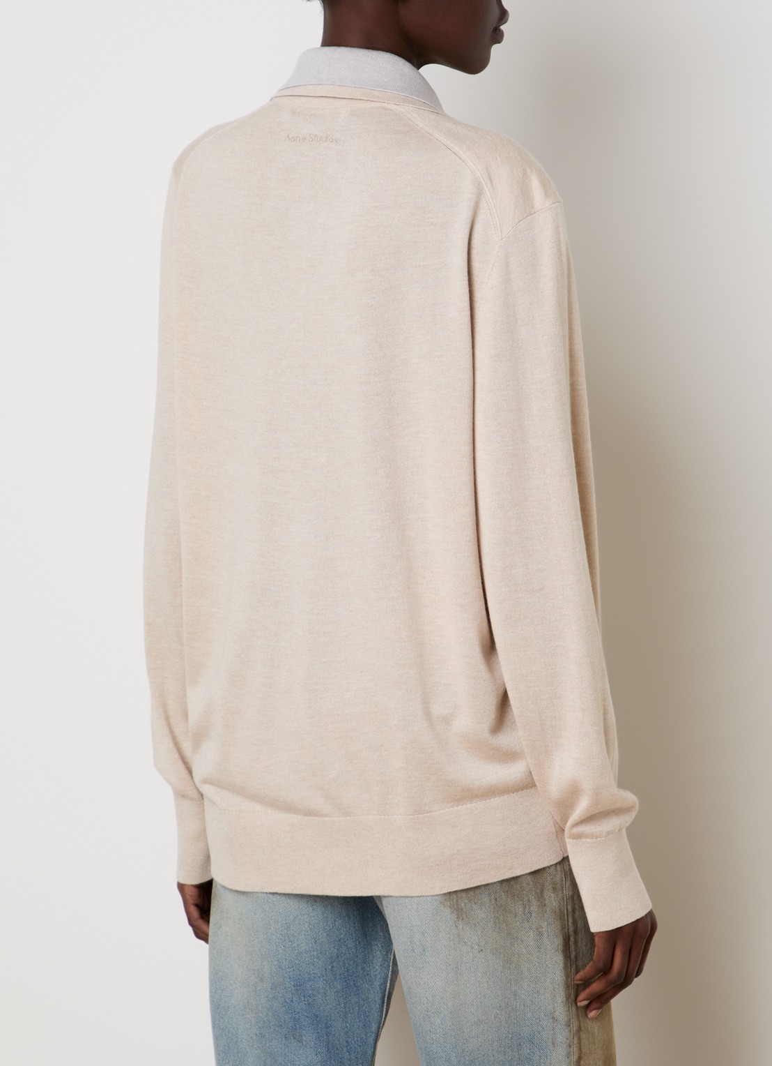 Acne Studios Fijngebreide polo in kasjmierblend - achterkant 3 beige