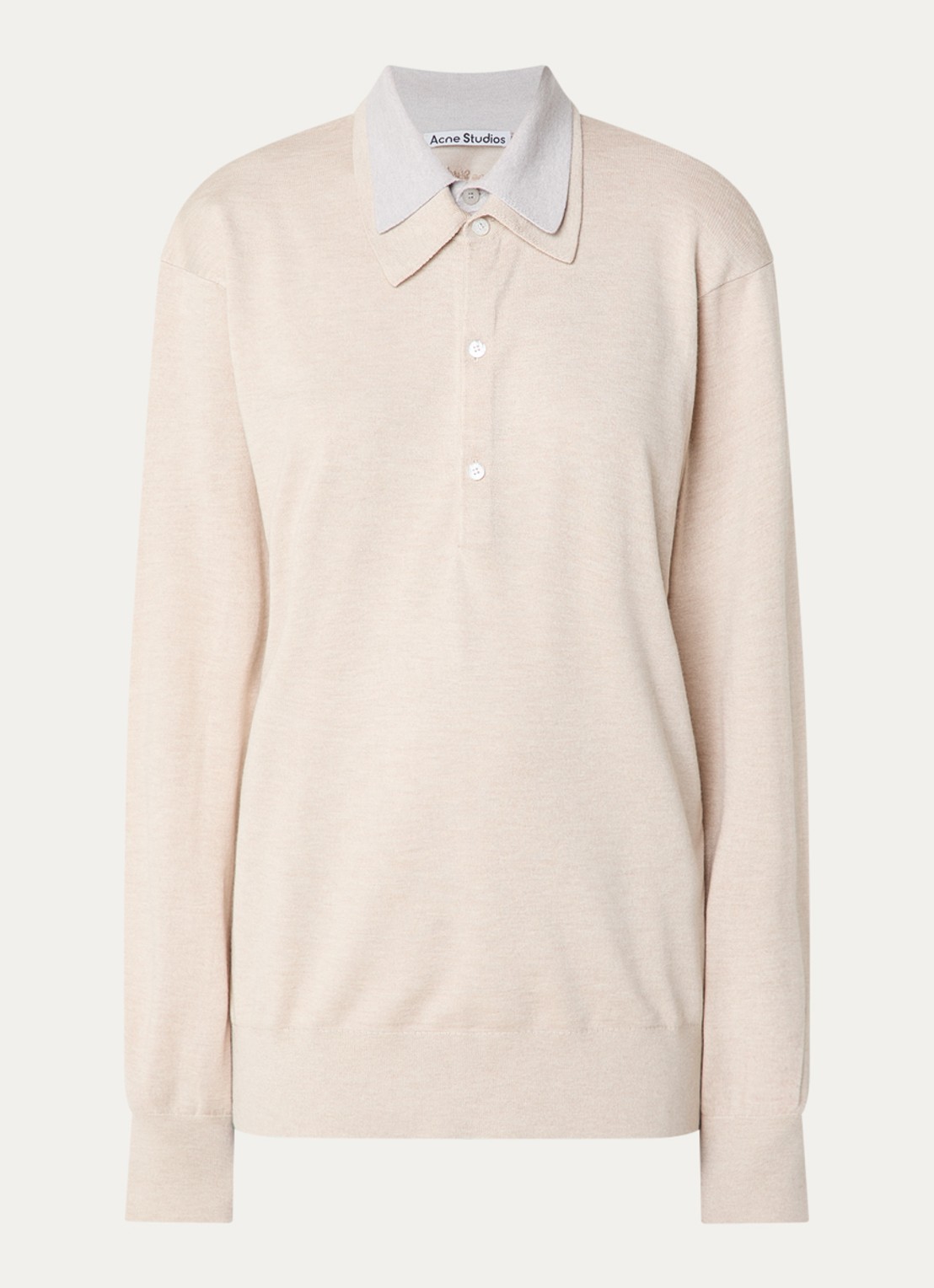 Acne Studios Fijngebreide polo in kasjmierblend - voorkant beige