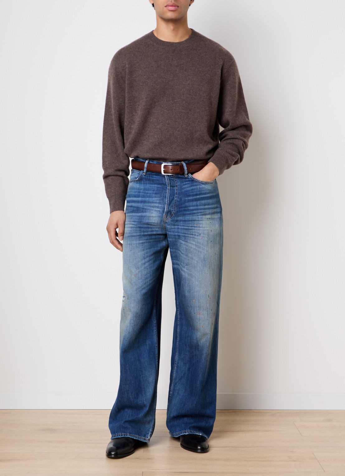 Acne Studios Fijngebreide trui in kasjmierblend - voorkant 4 bruin