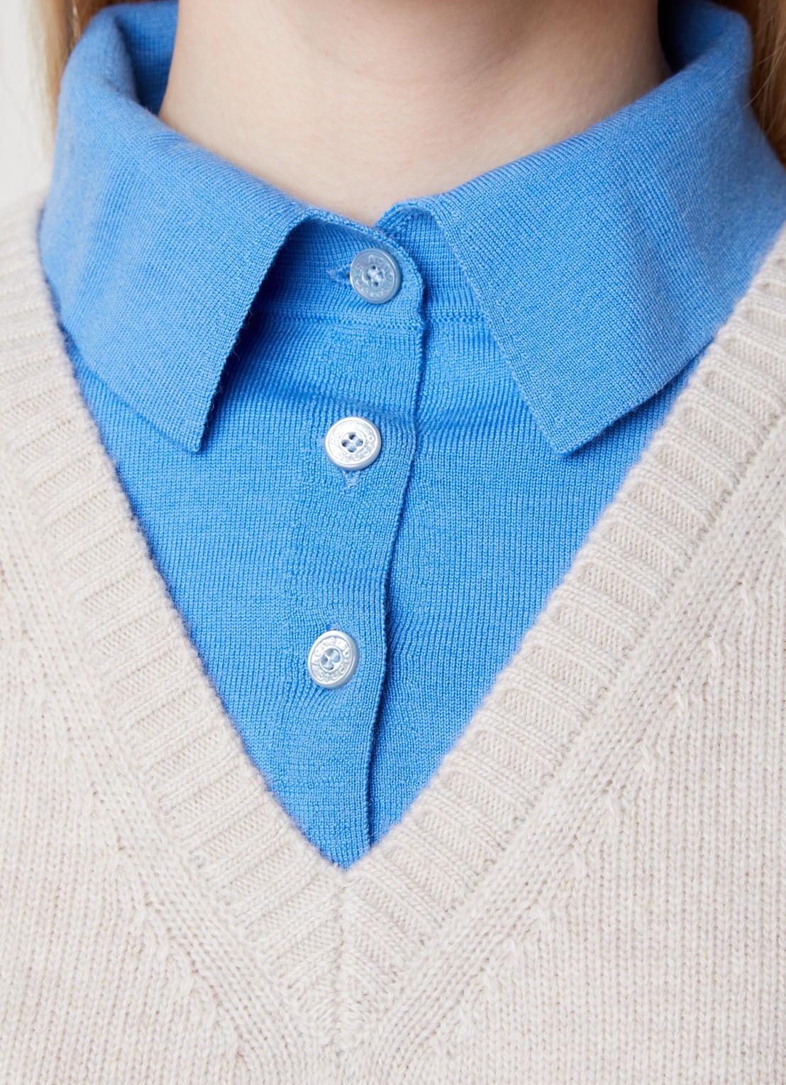 Acne Studios Fijngebreide trui van wol met kraag - detail 5 gebroken wit