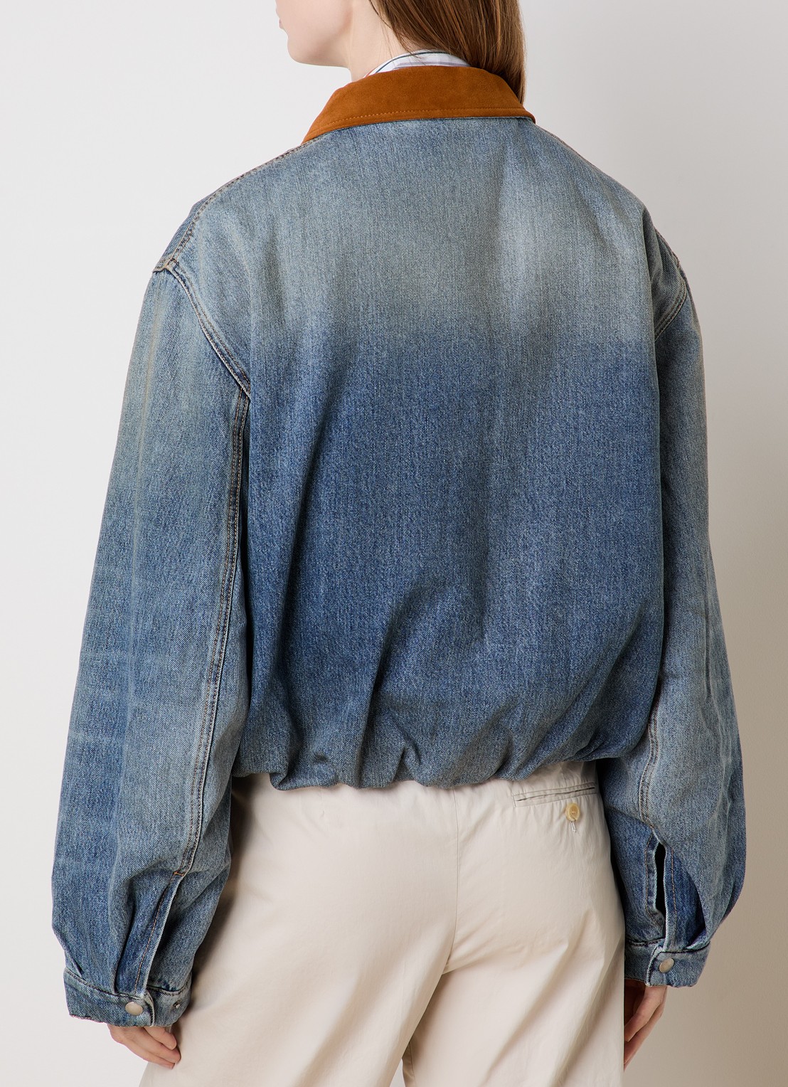 Acne Studios Gewatteerde spijkerjas met suède details - achterkant 6 blauw
