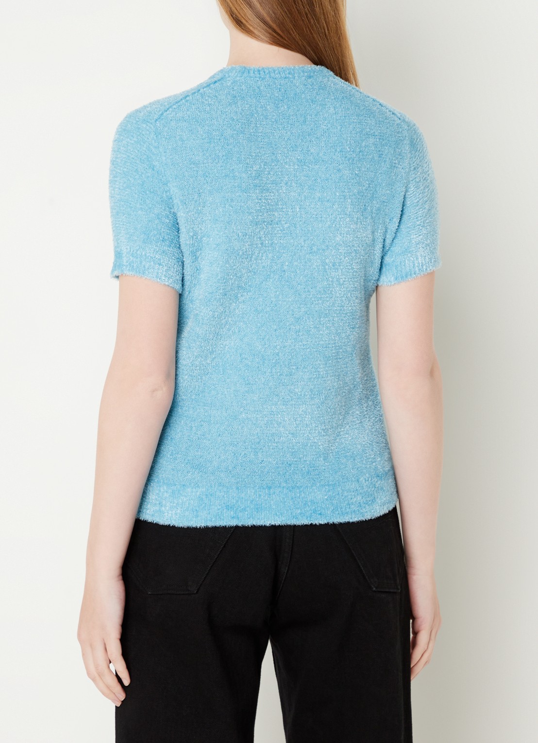 Acne Studios Grofgebreid T-shirt met stretch - achterkant lichtblauw