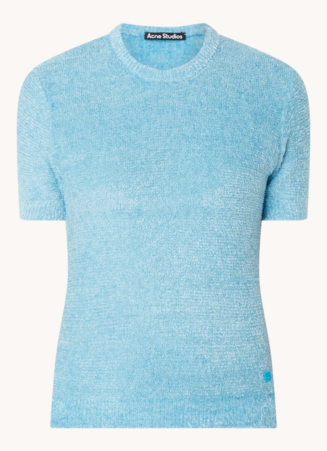 Acne Studios Grofgebreid T-shirt met stretch - voorkant 2 lichtblauw