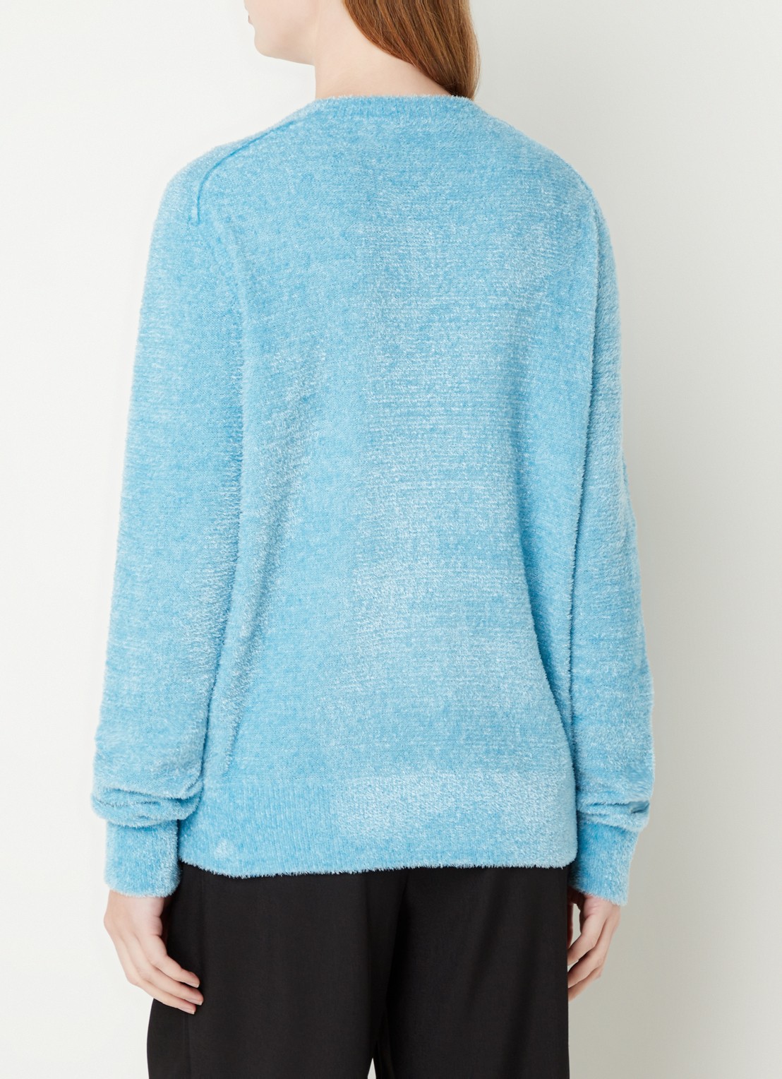 Acne Studios Grofgebreide trui met logo - achterkant 5 lichtblauw