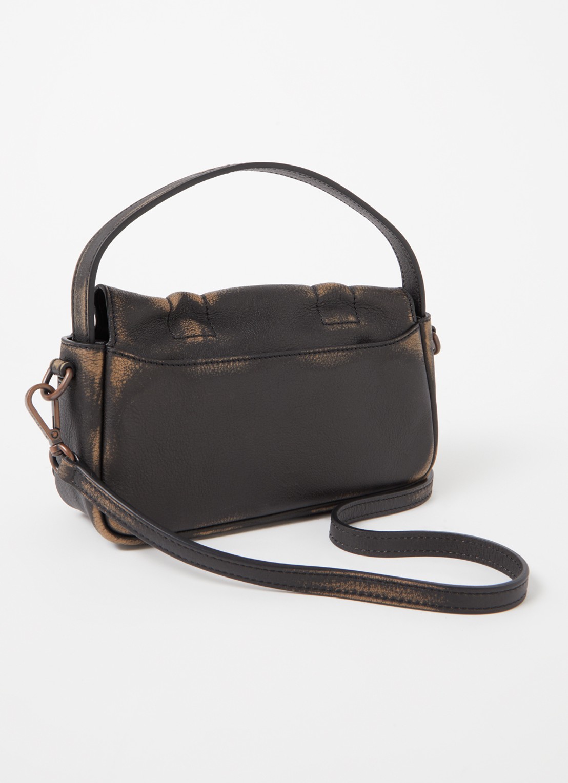 Acne Studios Handtas van kalfsleer met afneembare schouderriem - achterkant donkerbruin